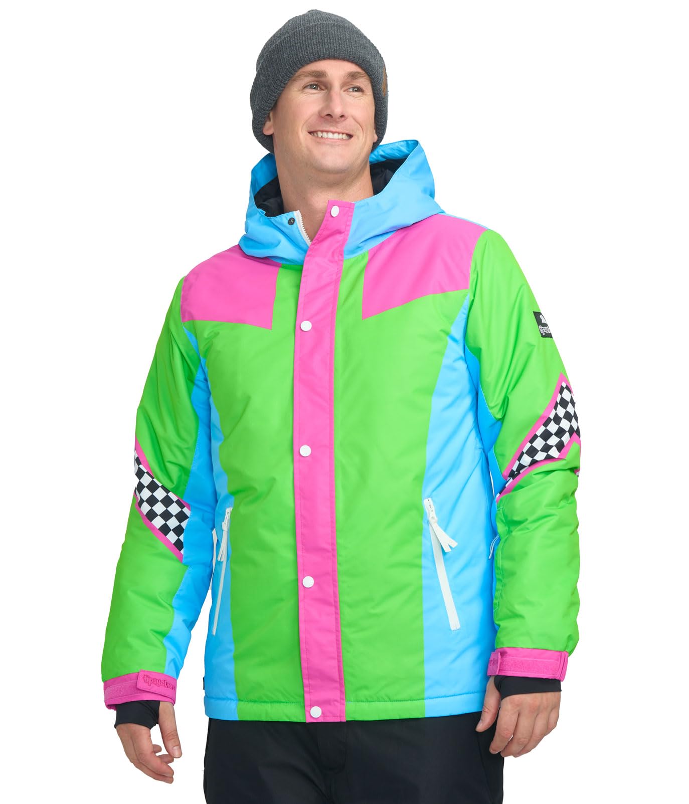 Fun & Colorful Men's Ski Jackets - Waterproof Hooded Snow Jacket for Winter Sports & Après Ski | Tipsy Elves Adult Outerwear for Skiing, Snowboarding & Cold Weather Adventures
