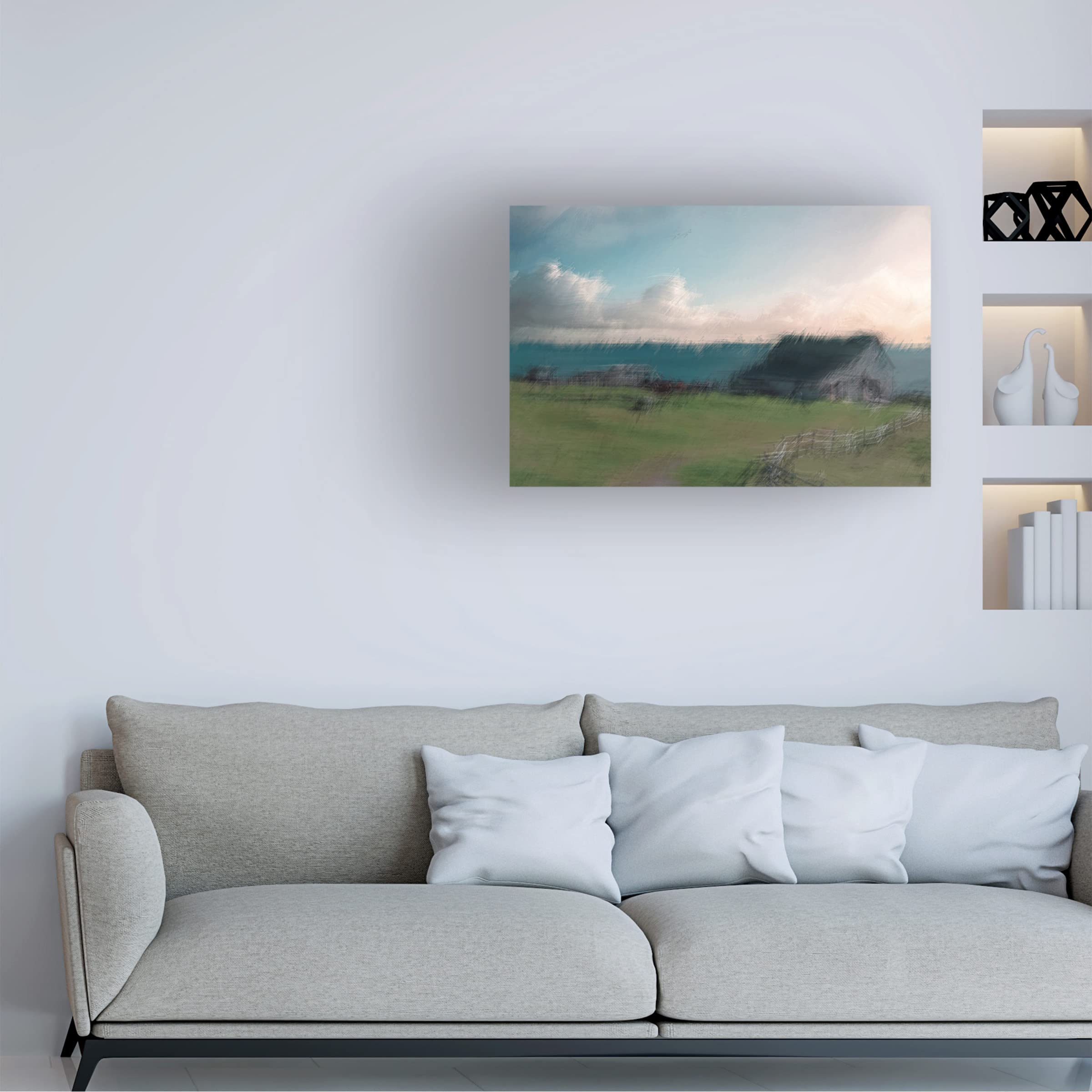 David Manlove 'Barn Ocean View B' Canvas Art Print - Coastal Wall Decor for Living Room, Bedroom & Office - Trademark Fine Art Collection