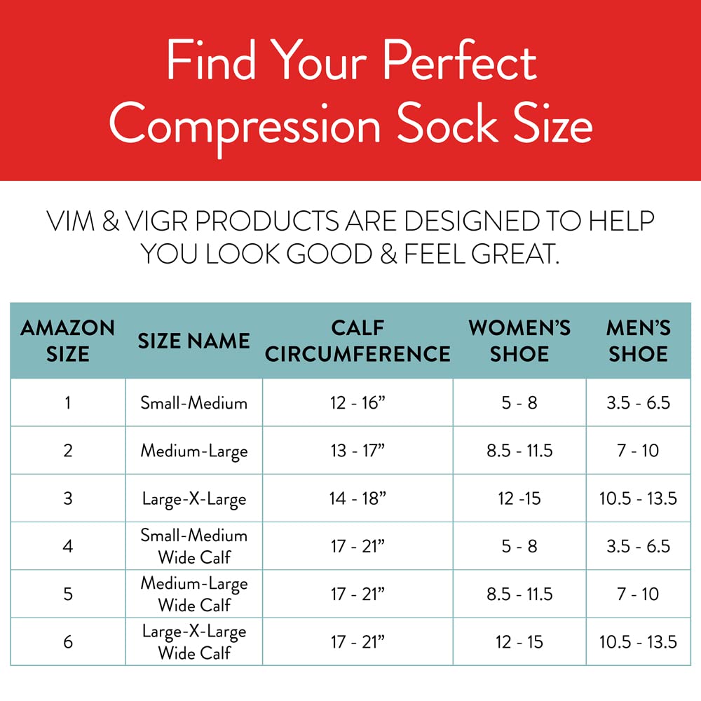 VIM & VIGR 20-30 mmHg Medical Grade Compression Socks for Women & Men - Black Cotton Solid, Medium/Large (2 Pack) - Improve Circulation, Reduce Swelling & Fatigue - Perfect for Travel, Running & Nurses