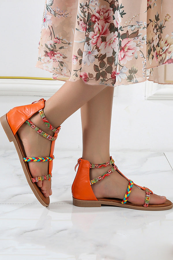 Bohemian Ethnic Style Patchwork Flat Sandals for Women - Comfortable Summer Beach Walking Shoes | Perfect for Vacation, Music Festivals & Boho Outfits