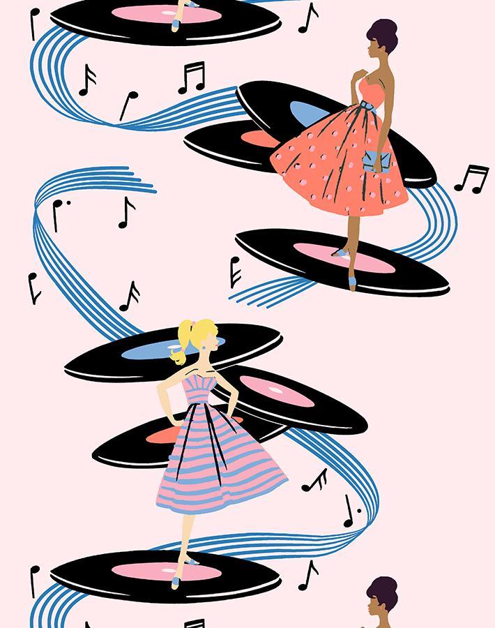 Barbie™ Galaxy Records Wallpaper - Pale Pink Aesthetic Peel & Stick Removable Wallpaper for Girls' Room, Nursery, Bedroom Decor