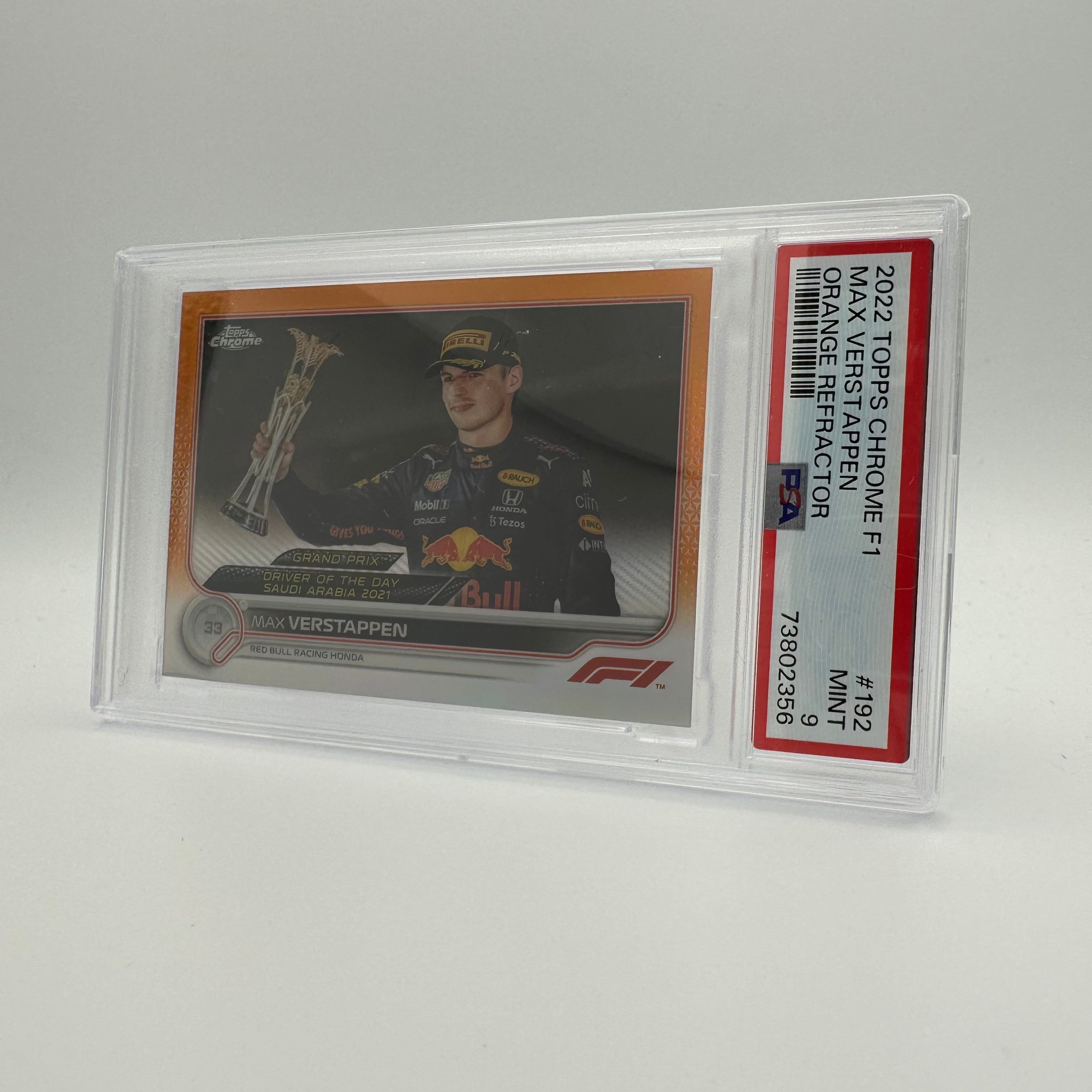 PSA 9 13/25 MAX VERSTAPPEN #192 ORANGE REFRACTOR - Rare Trading Card for Collectors & Sports Fans - Perfect for Display, Investment & Memorabilia Collections