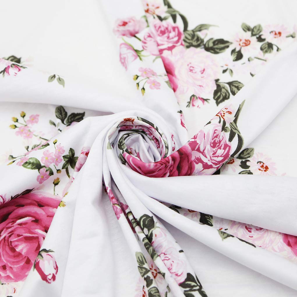 Soft Floral Baby Receiving Blankets - Newborn Swaddle Wrap & Headband Set for Girls - Perfect for Summer, Sleeping, and Coming Home Outfits