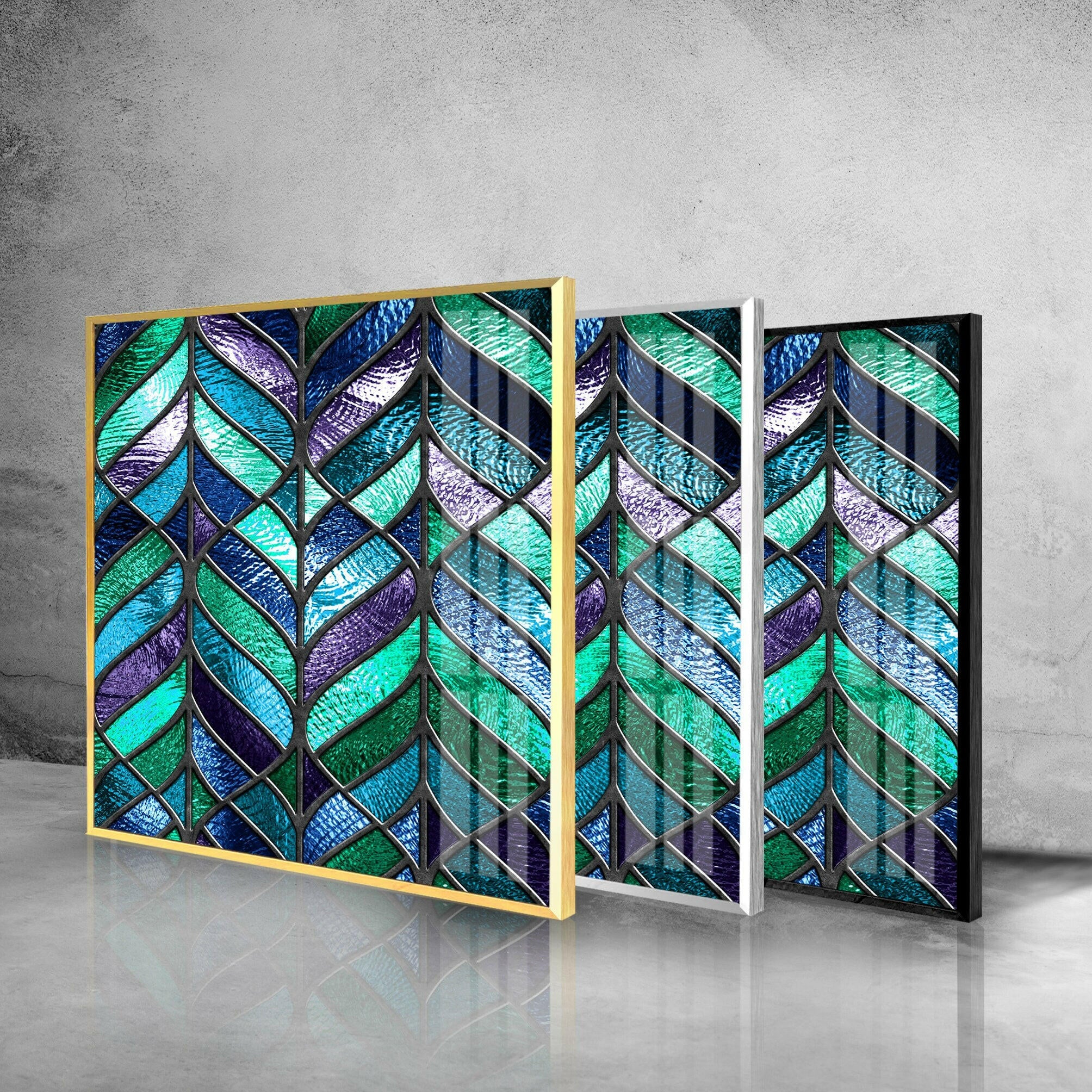 Blue and Green Abstract Glass Wall Art - Modern Handmade Glass Painting for Home & Office Decor - Perfect for Living Room, Bedroom, or Office Wall Decor