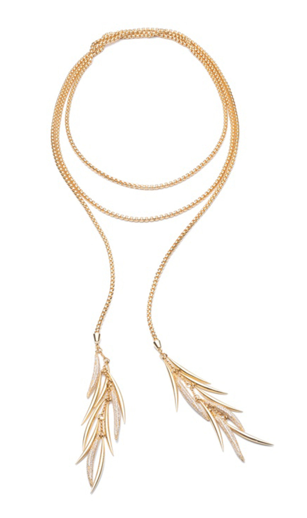 14K Gold Pave Prickle Lariat Necklace - Elegant Layering Chain for Women | Perfect for Date Night, Wedding & Special Occasions