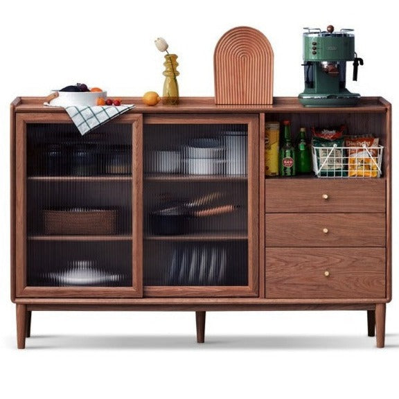 Premium Solid Wood Sideboard with Sliding Doors - Oak, Ash, Black Walnut & Cherry Options - Perfect for Dining Room Storage & Living Room Organization