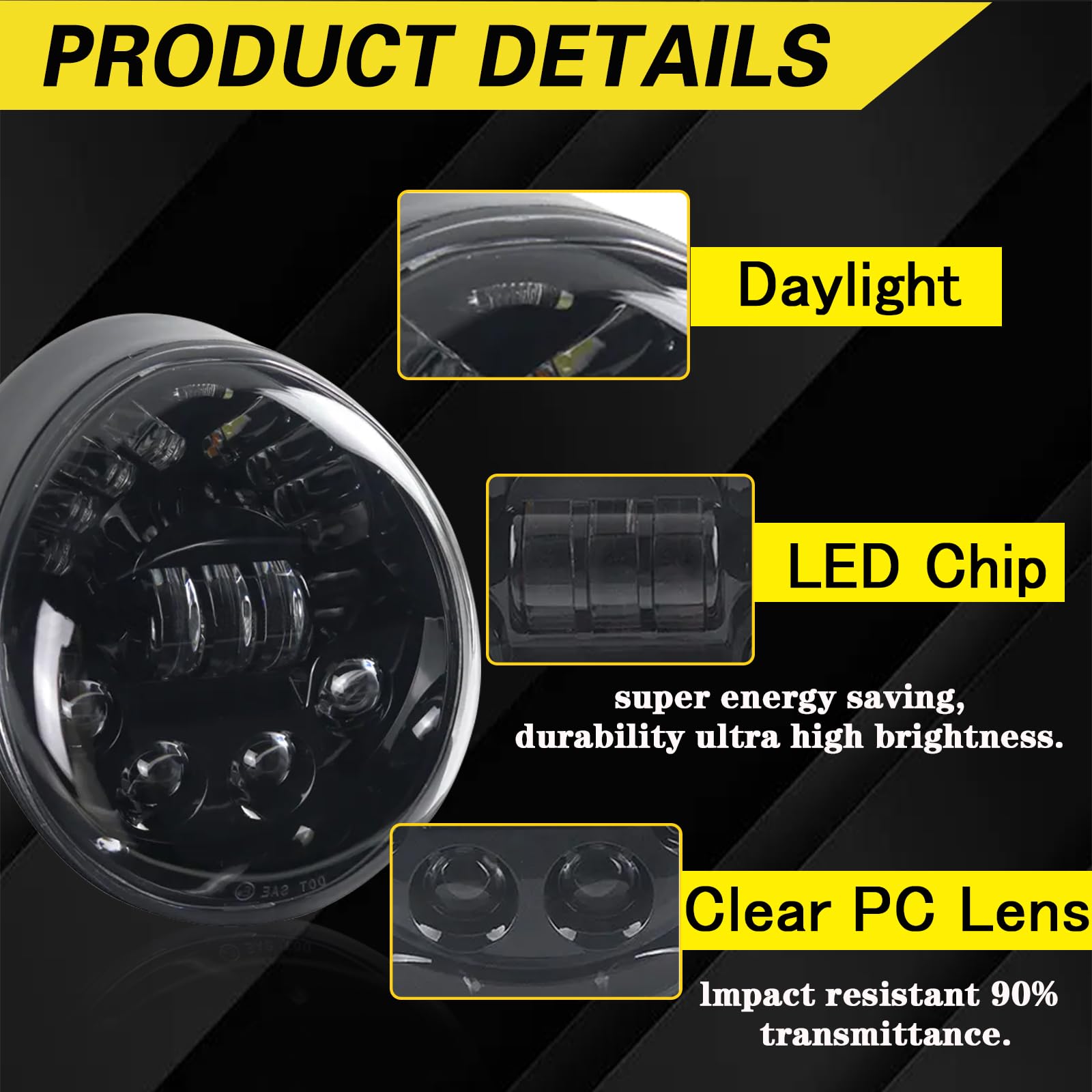 SKTYANTS LED Headlight for Harley-Davidson VRSCA V-Rod Motorcycle - High Brightness Waterproof Headlamp Replacement - Black Motorcycle Accessories for Night Riding & Off-Road Adventures
