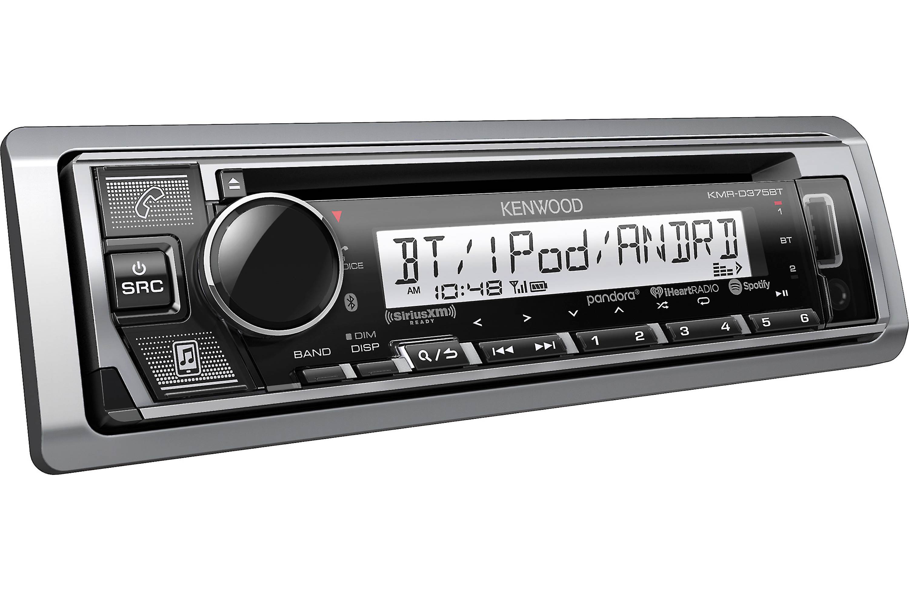Kenwood KMR D375BT Marine CD Receiver with Bluetooth - Waterproof Stereo for Boats, Yachts & Marine Vehicles - Enjoy Music on the Water