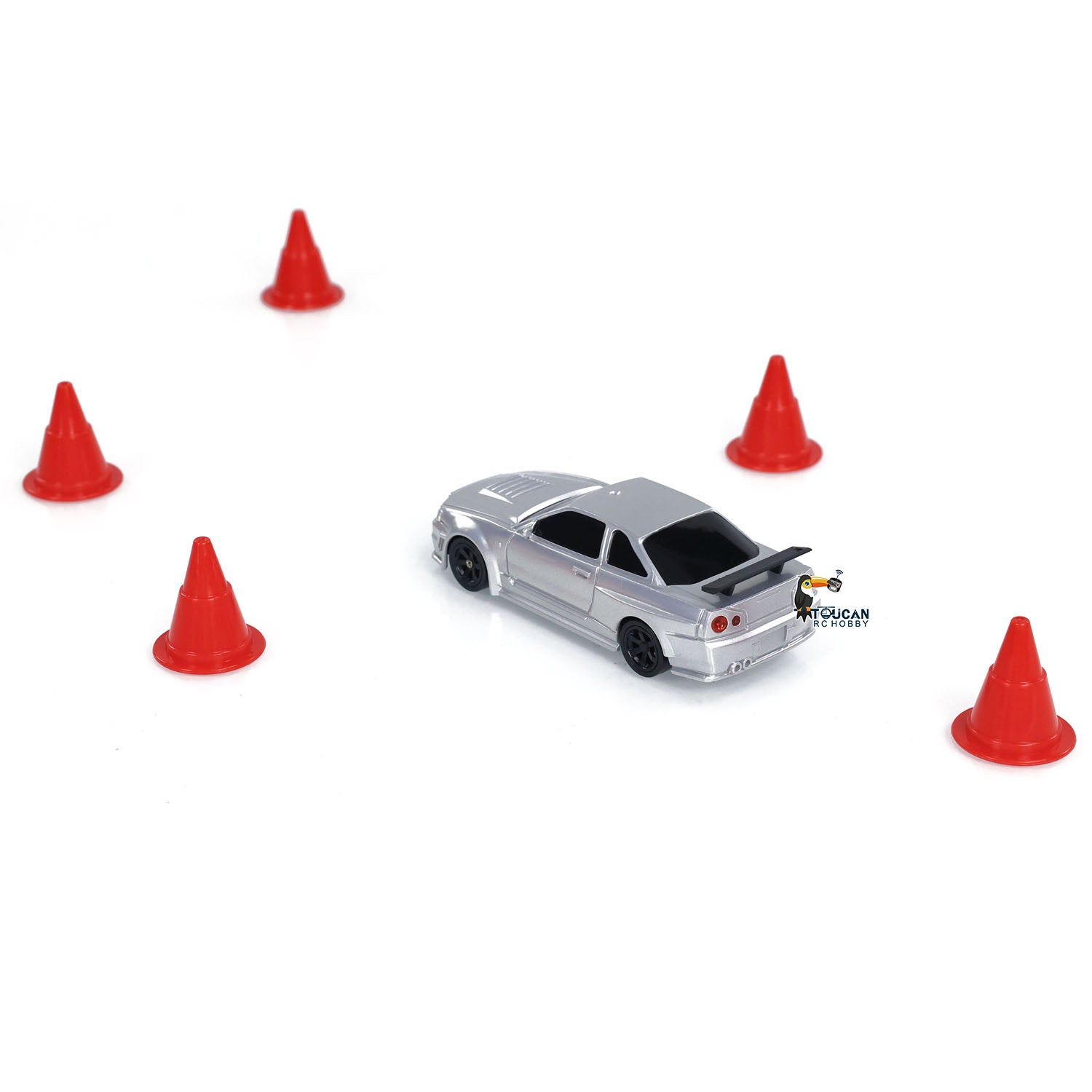 1:43 TOUOCAN HOBBY Plastic Mini Drift RC Car - Remote Control Race Car Toy with LED Lights & Traffic Safety Cones (11x4.5x3cm) - Perfect for Indoor Racing, Kids Birthday Gifts & RC Car Enthusiasts