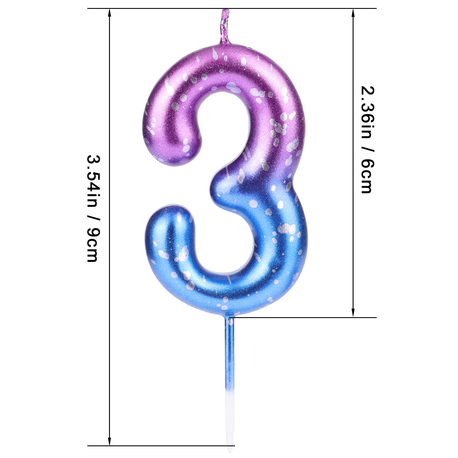 LUTER Gradient Birthday Candles for Cake - Purple Blue Glitter Candles for Parties & Celebrations