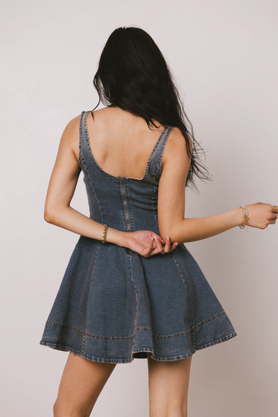 Bennett Denim Mini Dress for Women - Trendy Stretch Denim Skirt Dress with Pockets | Perfect for Casual Outings, Date Nights & Summer Fashion
