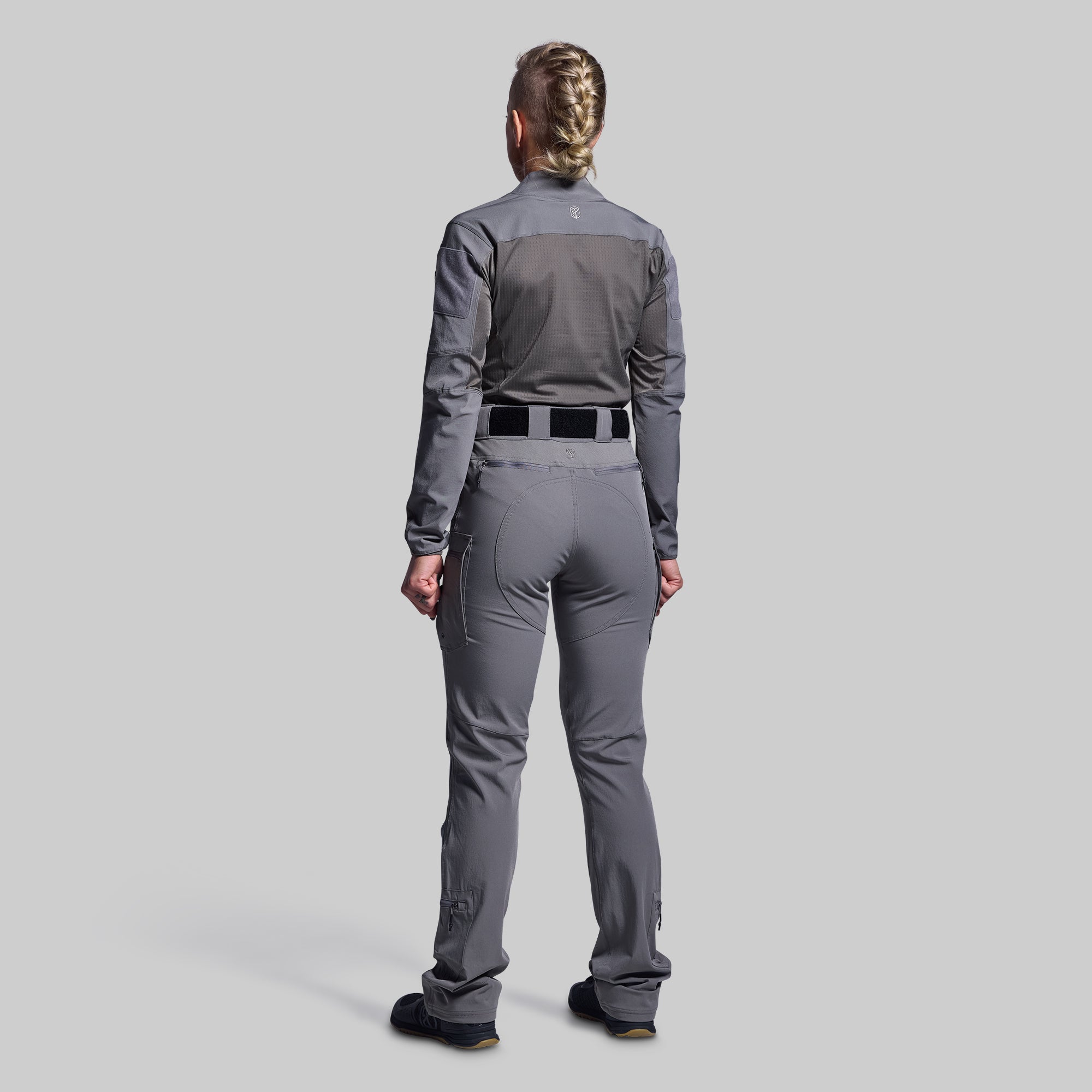 Women's Long Sleeve Open Back Workout Top - Breathable Athletic Shirt for Yoga, Gym & Running (Wolf Grey)