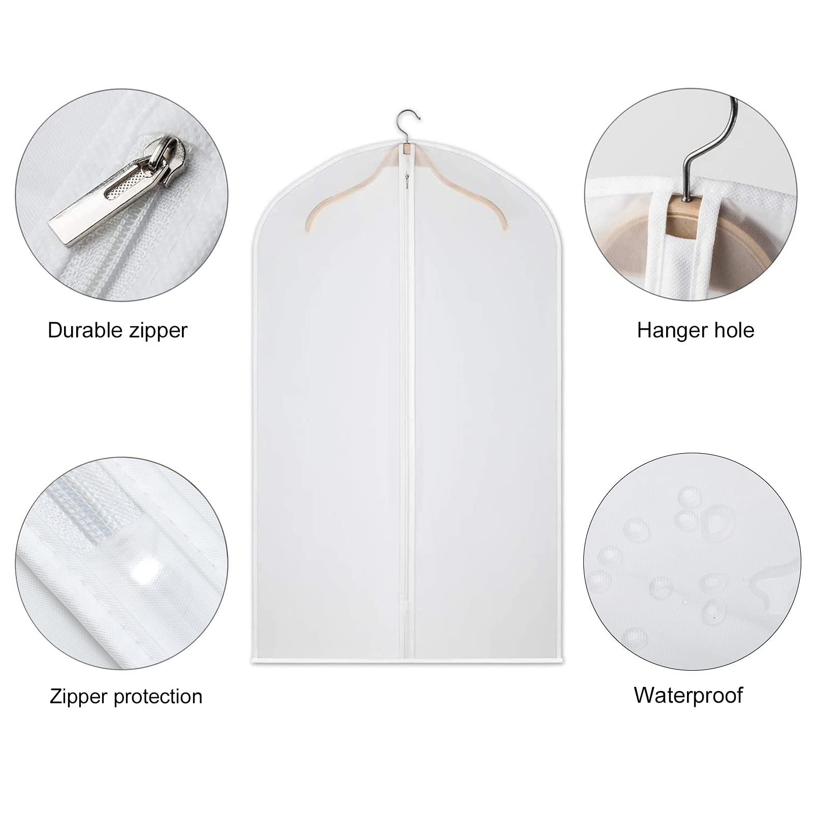 Kntiwiwo Clear Garment Bags for Closet Storage - 12 Pack Hanging Clothes Dress Cover (24