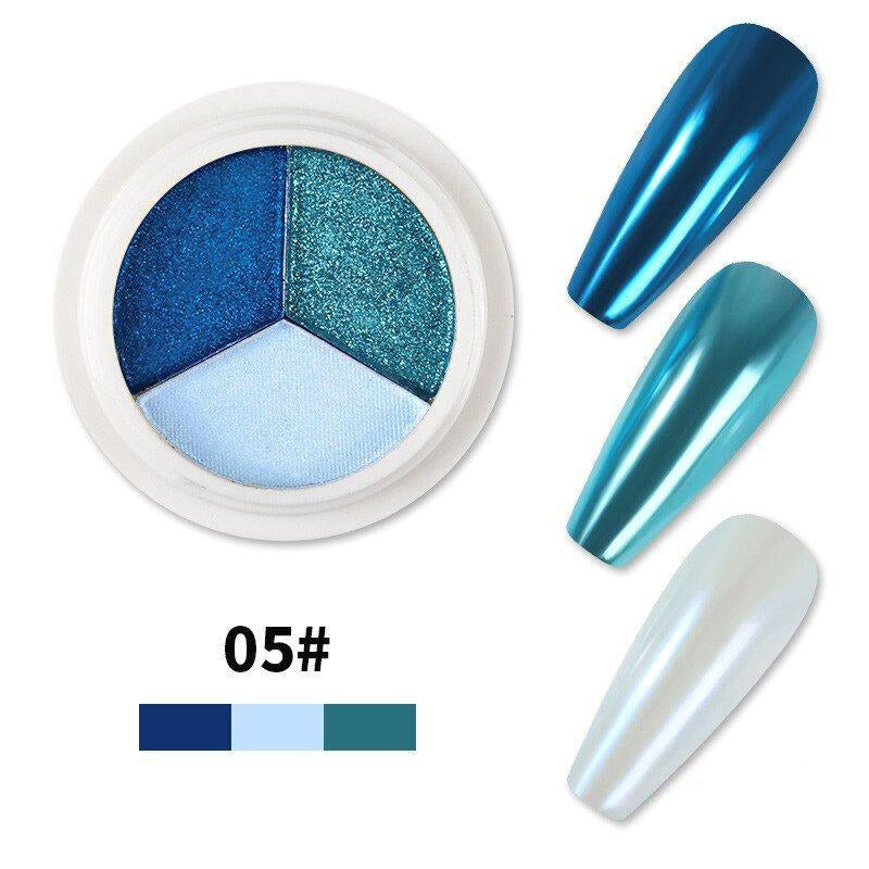 Premium Solid Mirror Chrome 3-Color Pigment Set for Nail Art, Automotive Paint & DIY Crafts - High Shine Metallic Powder for Professional & Home Use