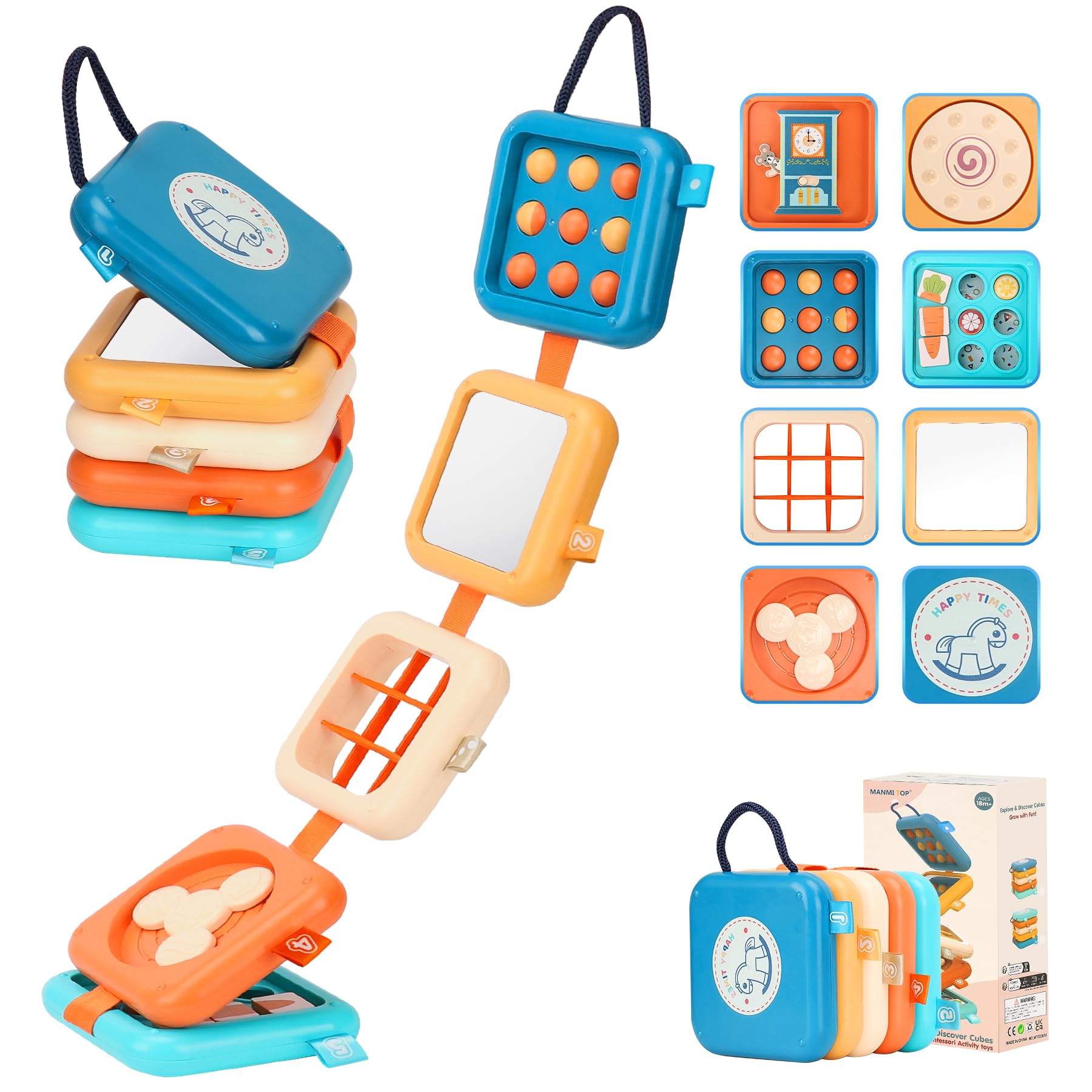 Montessori Busy Board for 1 Year Old - Travel & Learning Toy for Toddlers