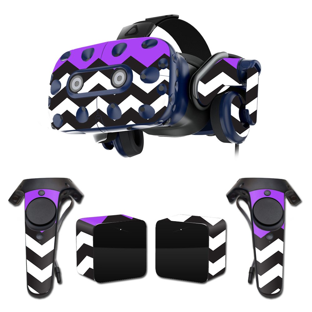 MightySkins Vinyl Decal Wrap Cover for HTC Vive Pro VR Headset - Purple Chevron Design | Protective, Durable Skin | Easy to Apply & Remove | Made in USA | Perfect for Gaming, VR Enthusiasts & Customization Lovers