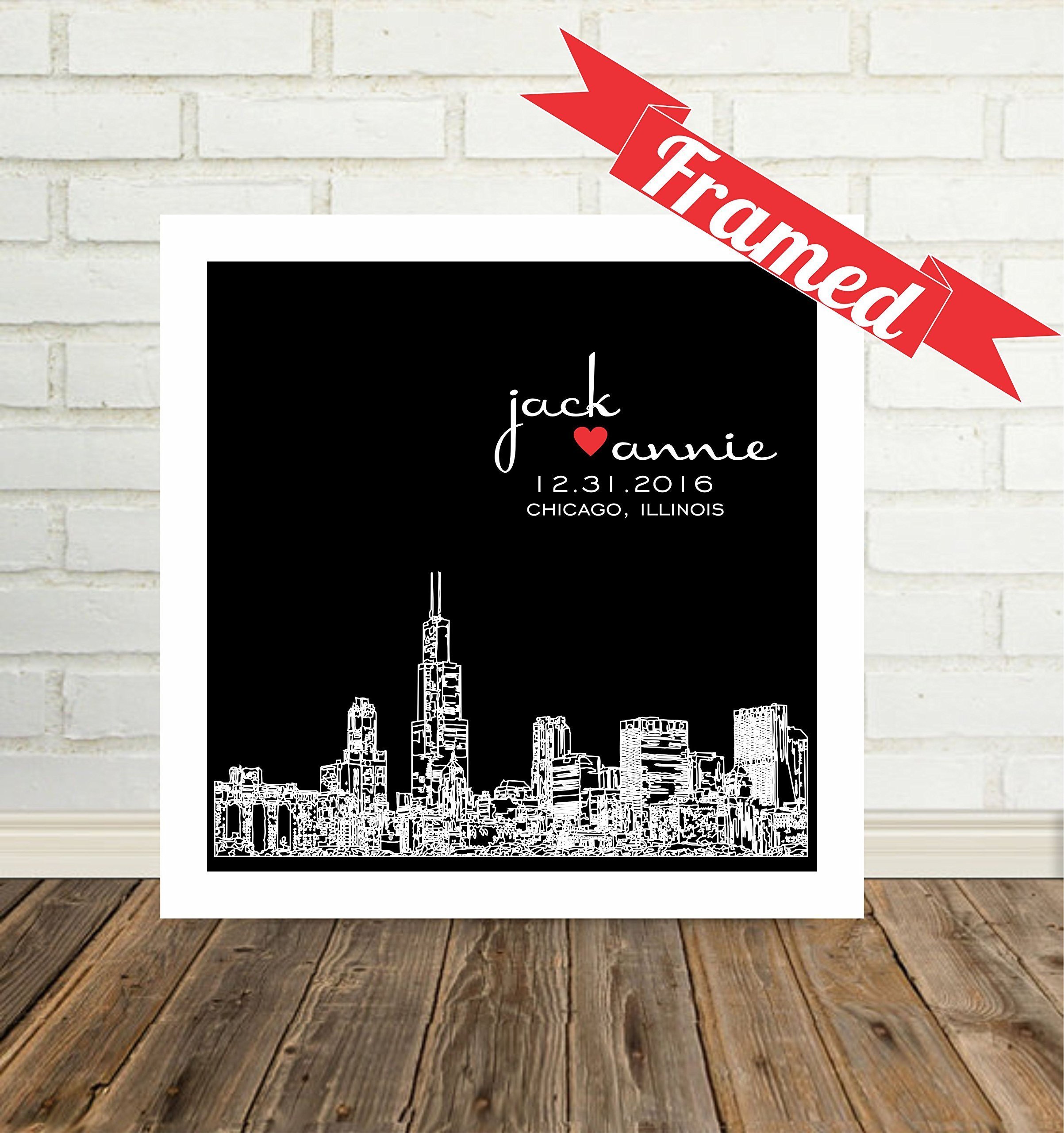 Brooklyn New York Skyline Framed Art Print - Unique Wedding Gift for Couples, Personalized City Art Available Worldwide | Perfect for Anniversaries, Home Decor & Office Wall Art
