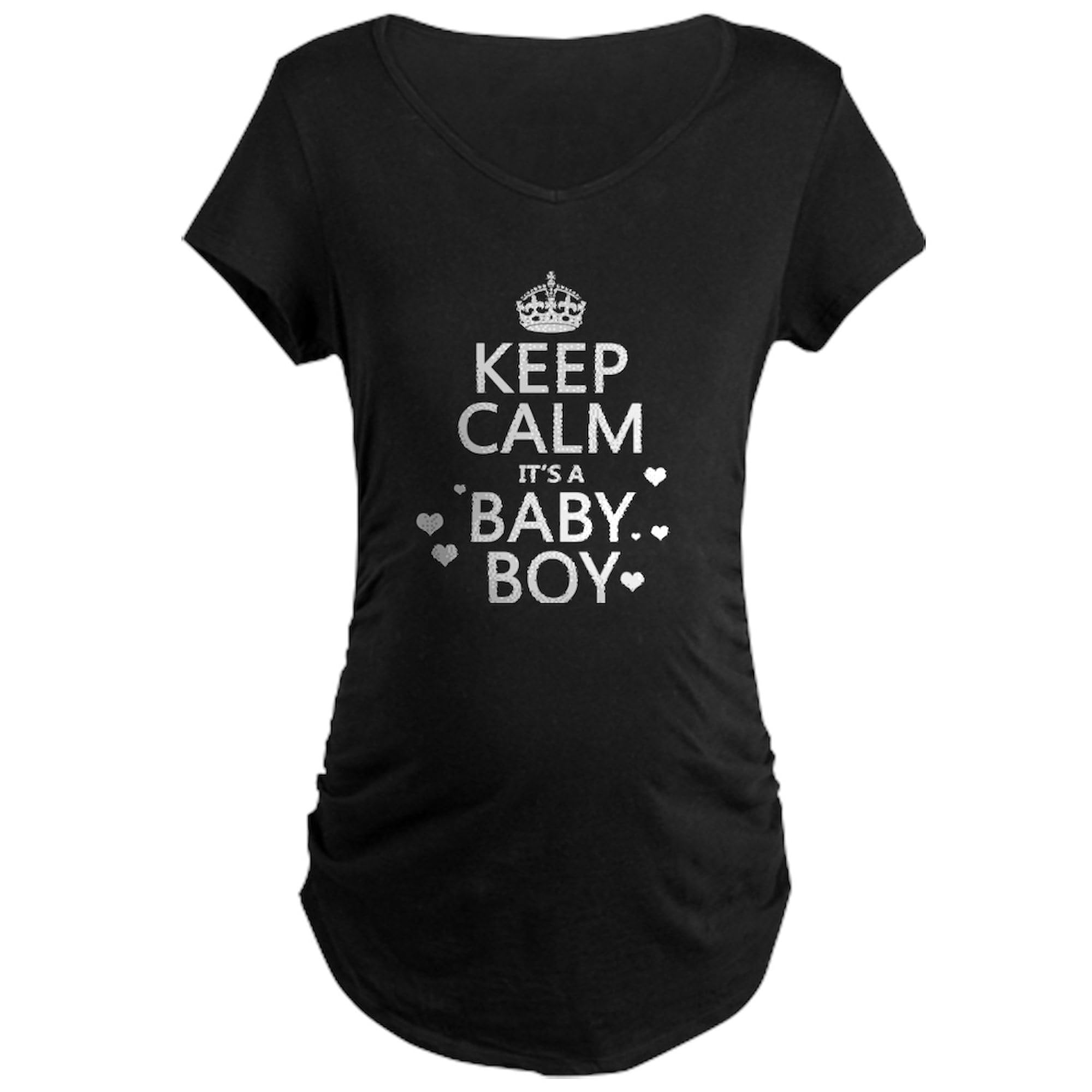 Keep Calm It's A Baby Boy Maternity T-Shirt for Women - Soft Ruched Side Pregnancy Tee for Baby Showers & Gender Reveal Parties