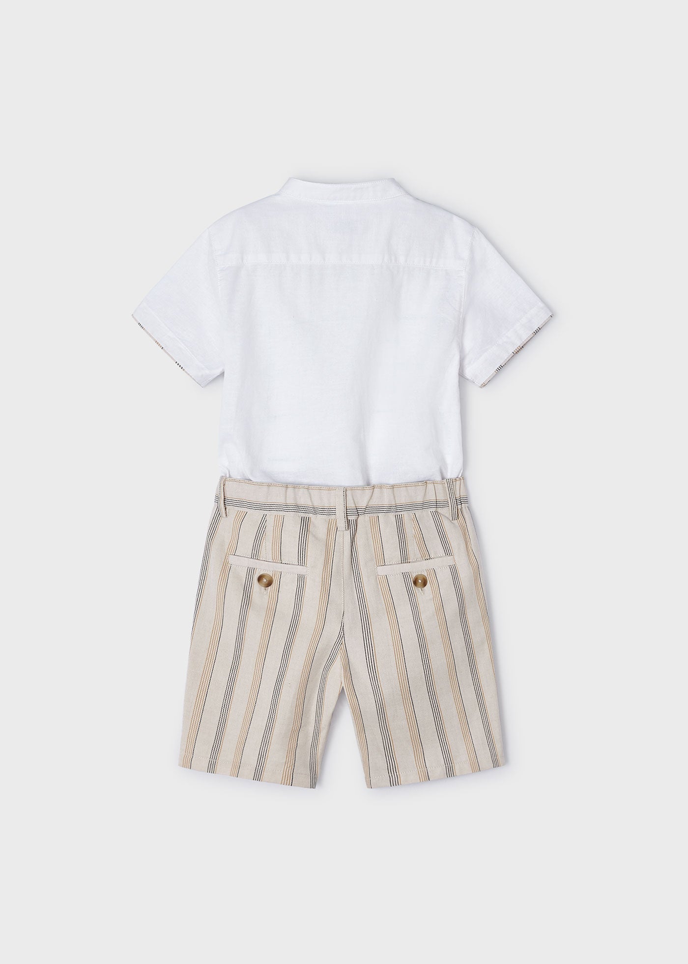 Boys' Linen Suiting Bermuda Shorts Set with Raffia Trim - Perfect for Summer Outfits, Beach Vacations & Casual Wear