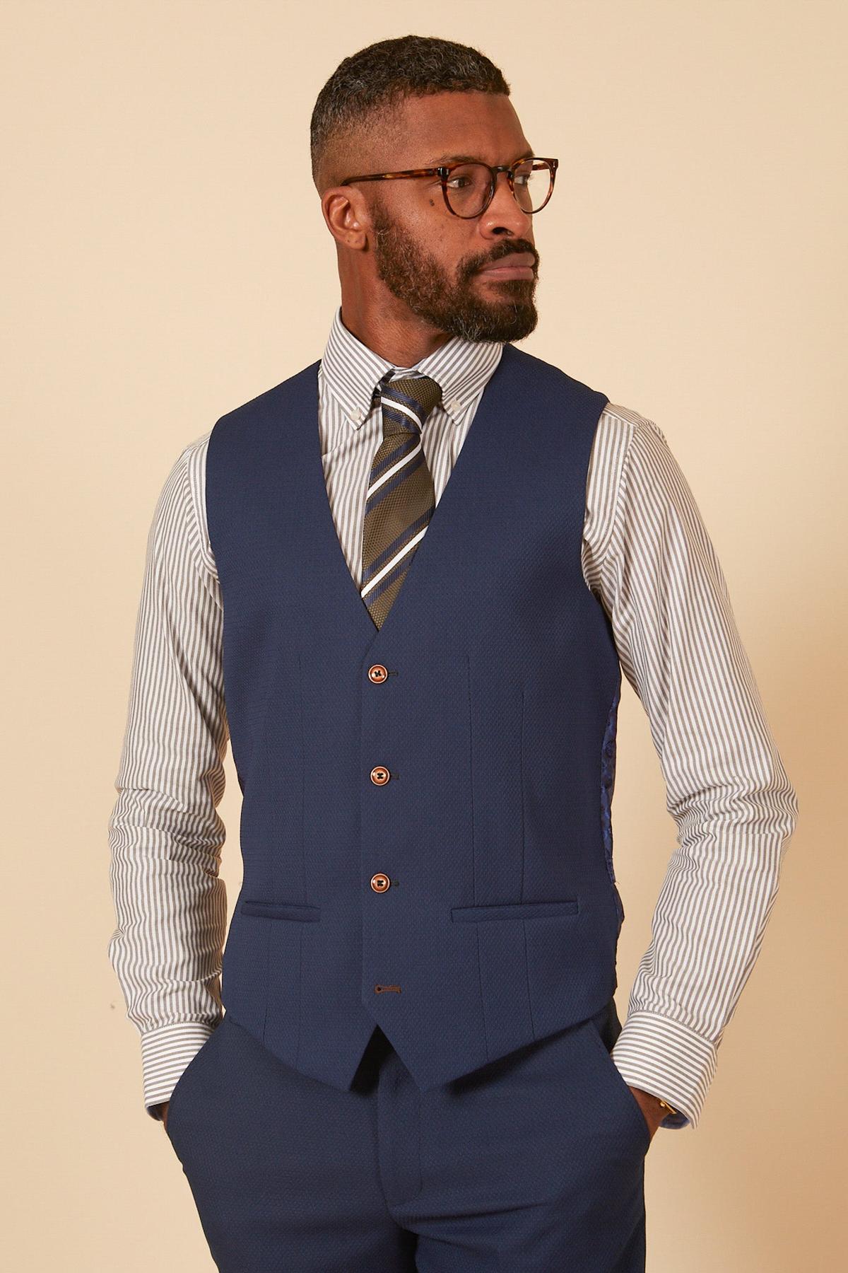 MAX Royal Blue Single Breasted Waistcoat for Men - Slim Fit Formal Vest for Weddings, Business & Special Occasions