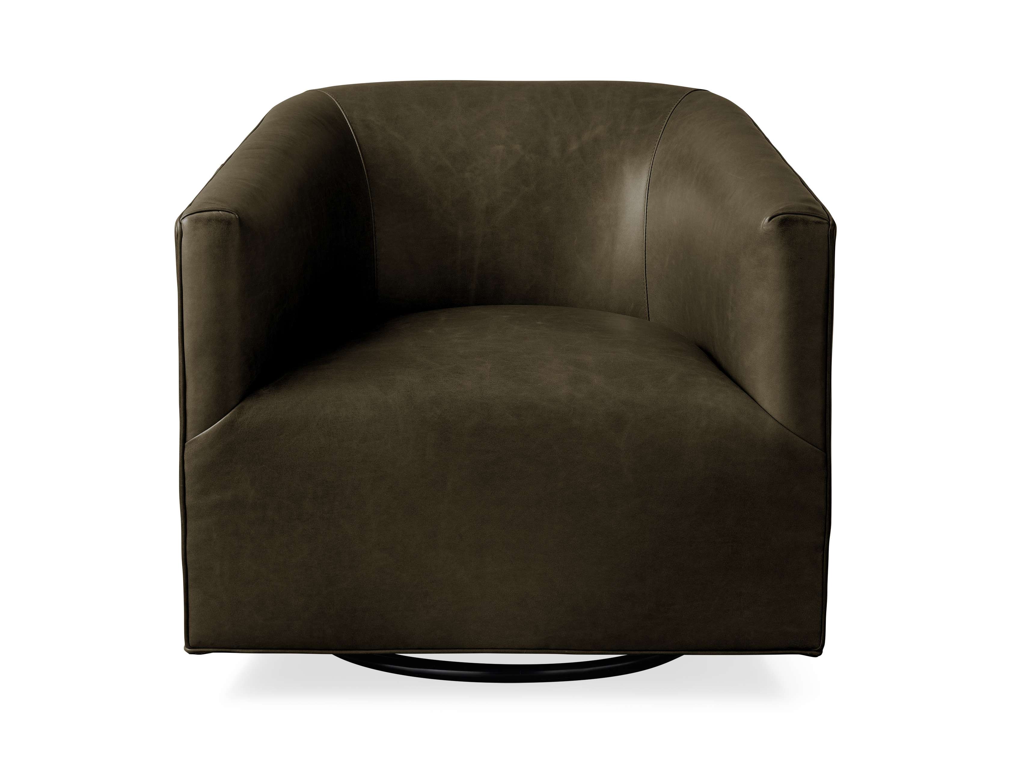 Ellison Genuine Leather Swivel Chair with Plinth Base - Modern Office Chair for Home & Office Workspace, Conference Room, and Executive Desk