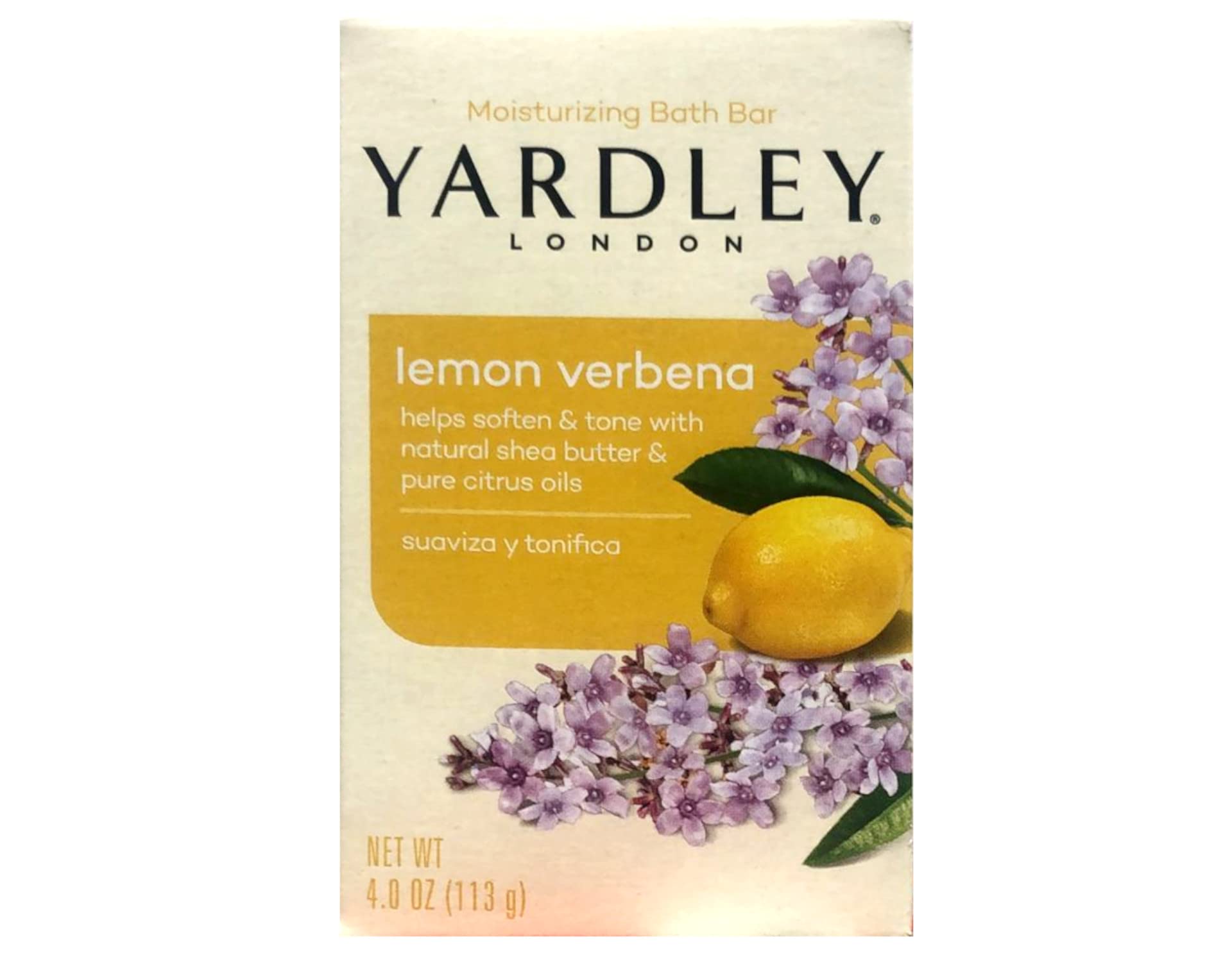 Yardley London Moisturizing Bath Bar Soap with Shea Butter & Pure Citrus Oils - Lemon Verbena Scent for Softening & Toning Skin - 4.0 oz (Pack of 2) - Perfect for Relaxing Baths & Spa Days