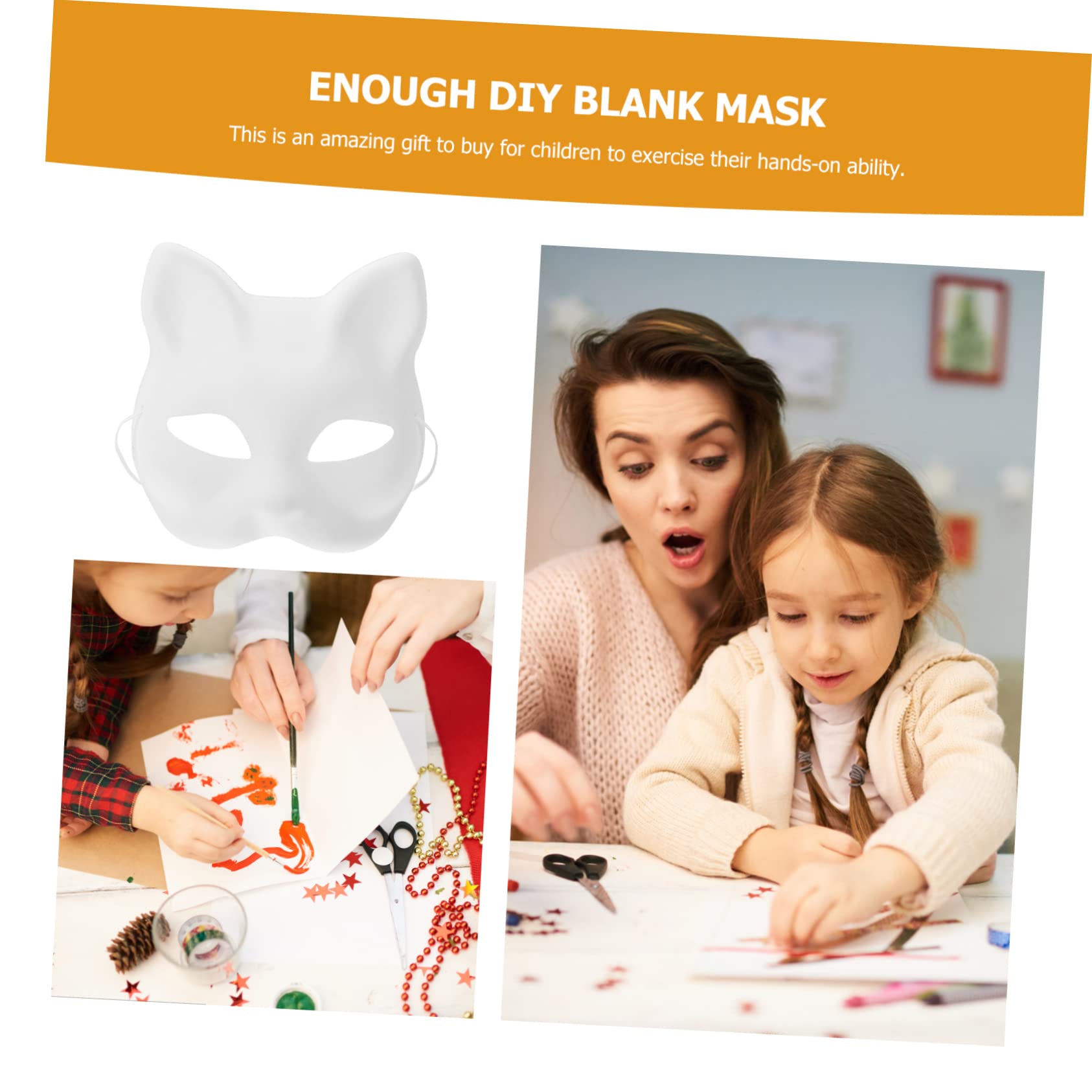 COHEALI 6 Pack White Blank DIY Face Masks for Painting - Unisex Paper Mask Craft Supplies for Halloween, Cosplay & Party Decorations