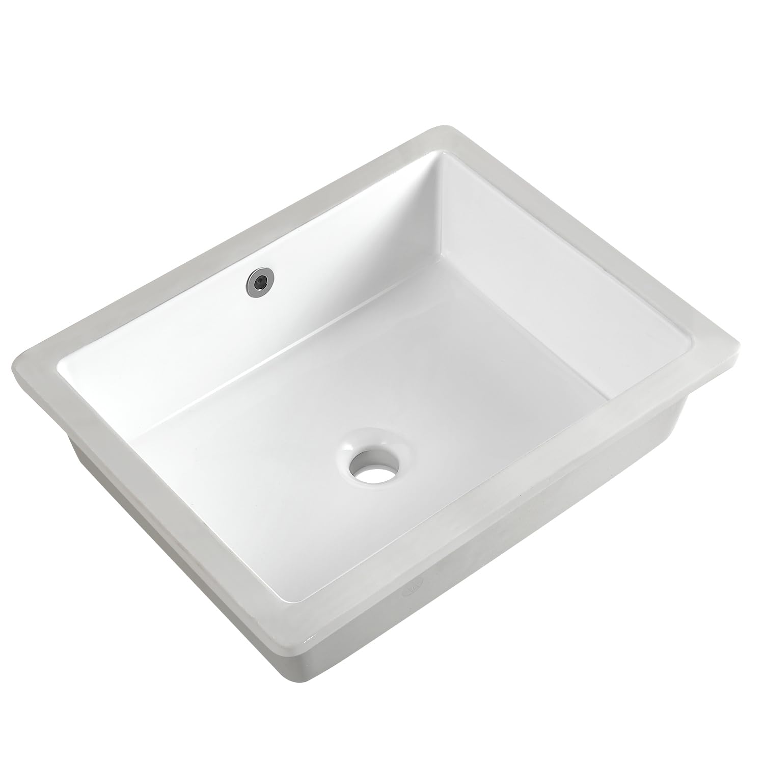 20 Inch Undermount Bathroom Sink - White Ceramic Rectangular Under Counter Sink with Overflow (19.5