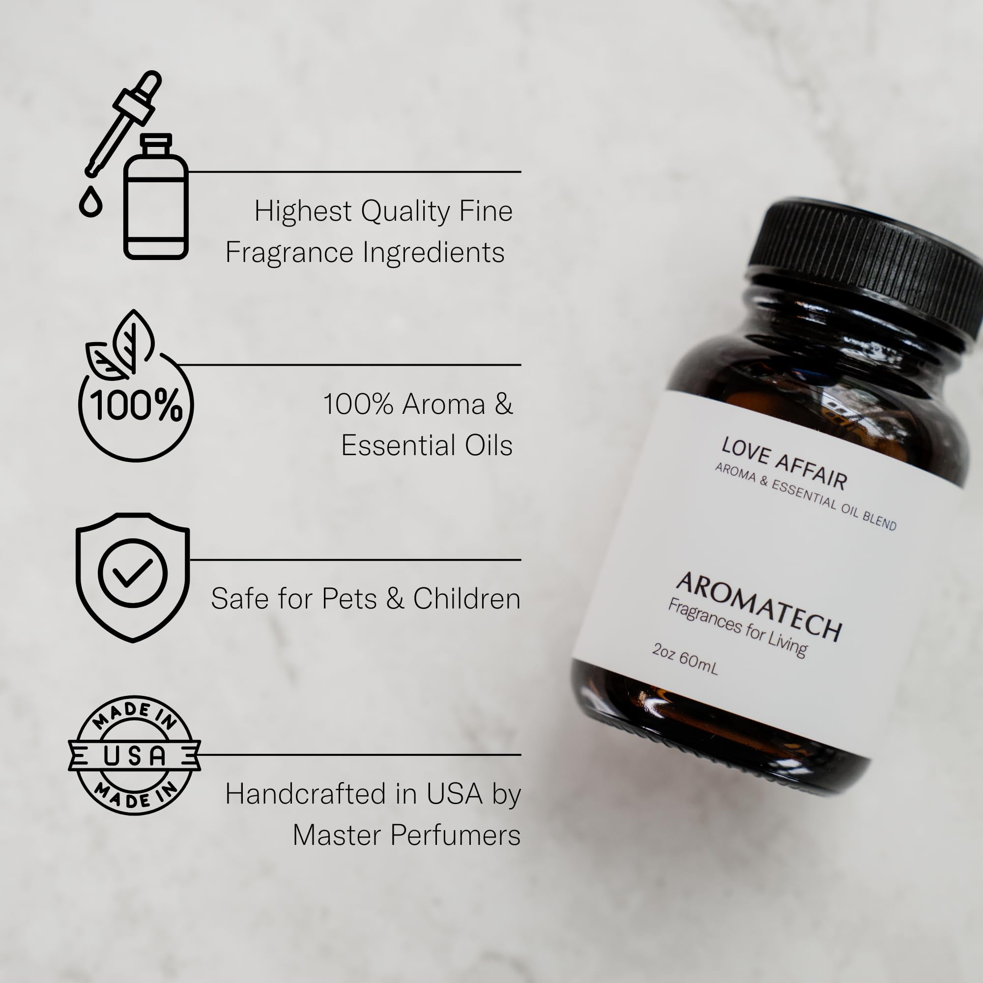 AromaTech Love Affair Essential Oil Blend - Jasmine, Saffron, Cedar & Amber Scented Aromatherapy Oil for Diffusers (16 fl oz/500mL) | Luxury Hotel Inspired Fragrance for Relaxation, Spa & Home Wellness