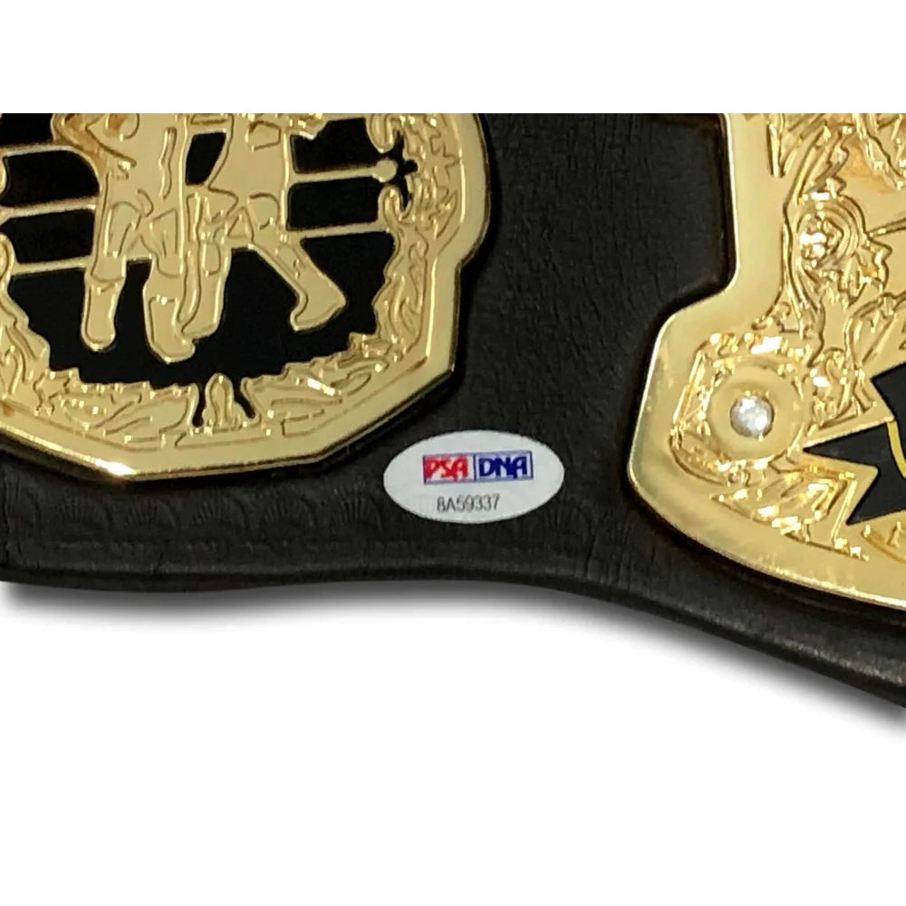 Brutus The Barber Beefcake & Greg Valentine Dual Signed WWE Replica Championship Belt with PSA/DNA COA - WWF Wrestling Collectible for Display & Fan Memorabilia