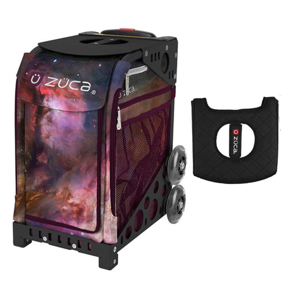 Zuca Sport Bag - Galaxy Print with Free Gift Black/Pink Seat Cover (Black Frame) - Perfect for Gymnastics, Cheerleading & Travel Gear Storage