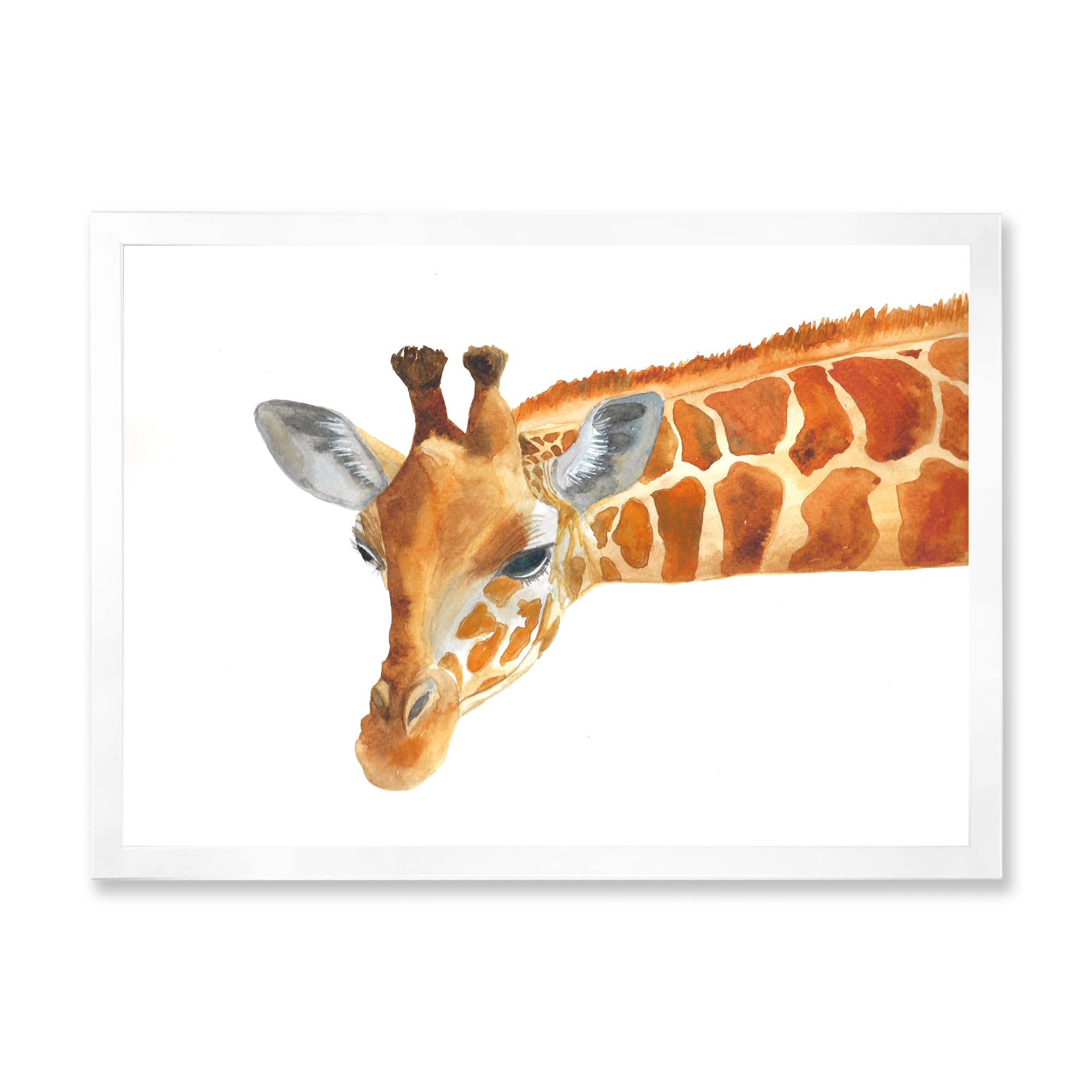 DesignQ Giraffe Portrait IX - Farmhouse Framed Wall Art Decor for Living Room, Bedroom & Office - Animal Themed Home Decor