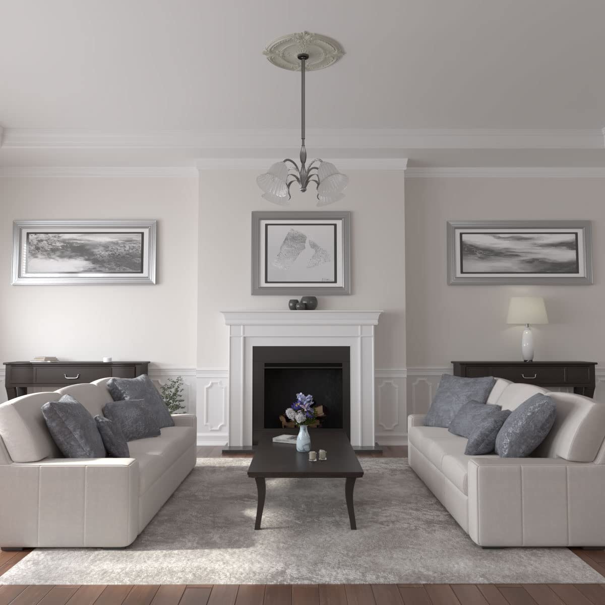 Ekena Millwork CM30ATPCF 30-Inch Attica Acanthus Leaf Ceiling Medallion - Hand-Painted Cream Finish, Fits 3.25