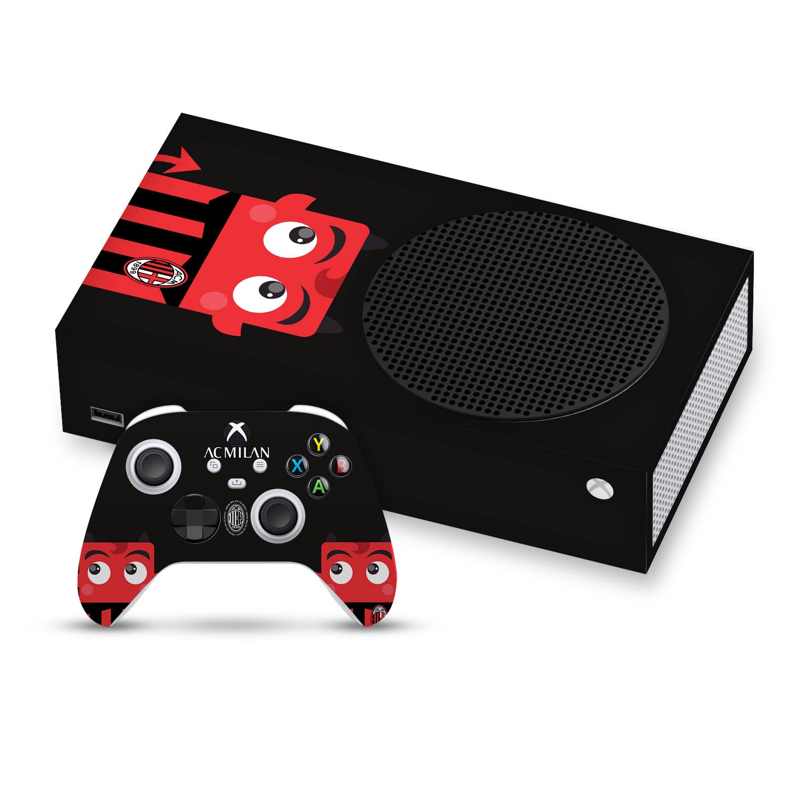 Official AC Milan Mascotte Art Vinyl Sticker Skin Decal for Xbox Series S Console & Controller Bundle - Gaming Accessories for Soccer Fans & Video Game Lovers