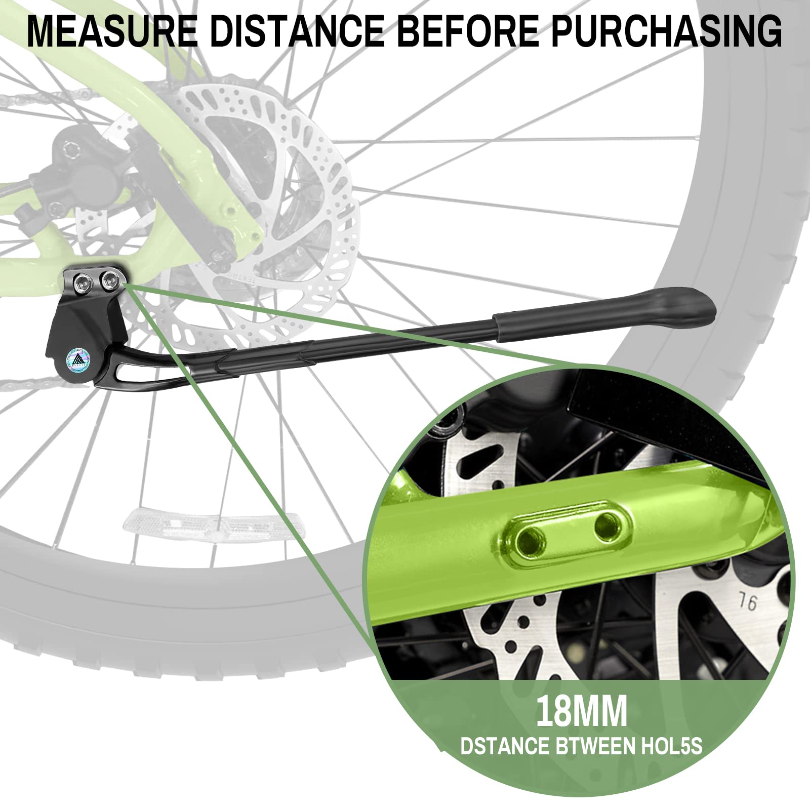 EFEALL Adjustable Bike Kickstand for Mountain Bike, BMX, MTB - 18mm Hole Spacing, Fits 24in 26in 27.5