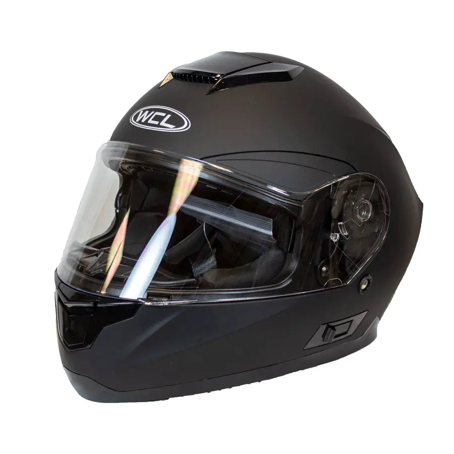 West Coast Leather Full Face Motorcycle Helmet - Matte Black Finish for Safety & Style - Perfect for Cruising, Racing & Urban Riding