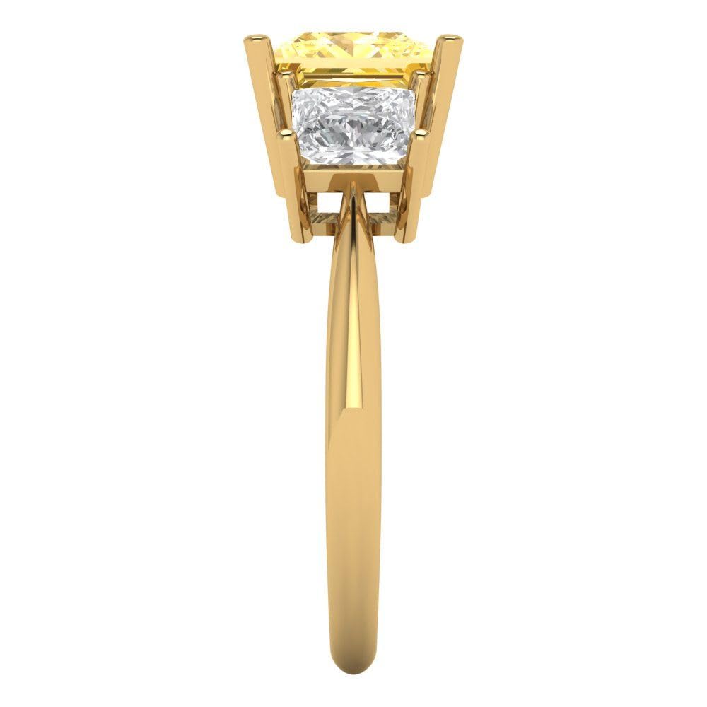 3.0ct Princess Cut Yellow Simulated Diamond Engagement Ring - 14k Gold Anniversary Wedding Band for Women | Elegant Bridal Jewelry Gift for Her