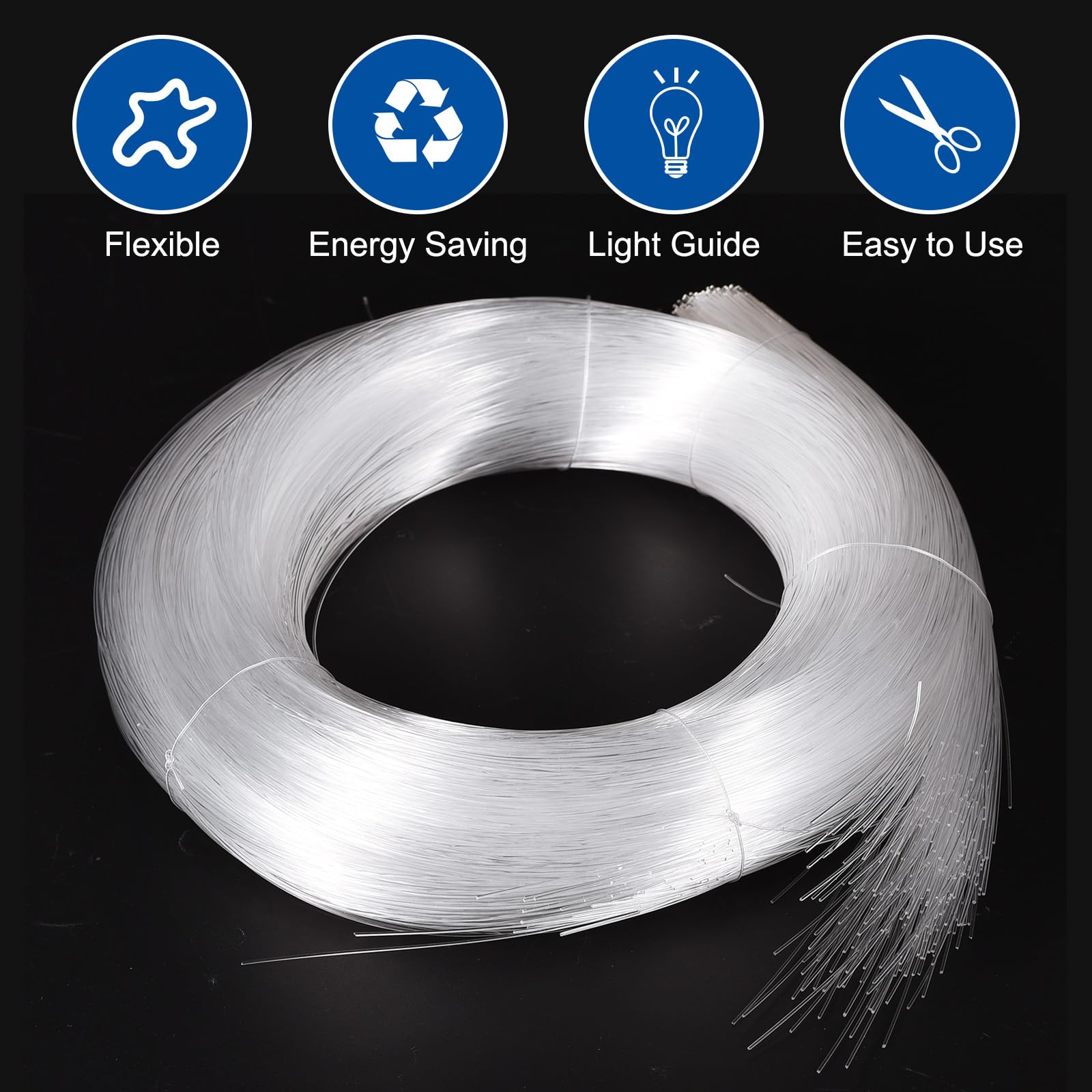 450Pcs 13ft PMMA Mixed Fiber Optic Cable Strands - 0.03 Inch Side Glow LED Crystal Cables for Car Atmosphere Lighting, Star Ceiling & Home Decoration | DIY Light Projects, Bedroom & Party Decor