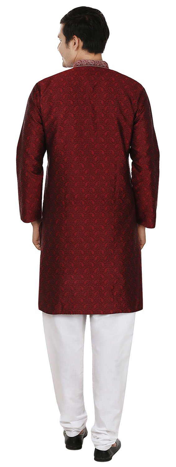 Maple Clothing Men's Kurta Pajama Set - Premium Poly Silk Indian Traditional Wear for Wedding & Festive Occasions | Perfect for Diwali, Eid & Cultural Celebrations
