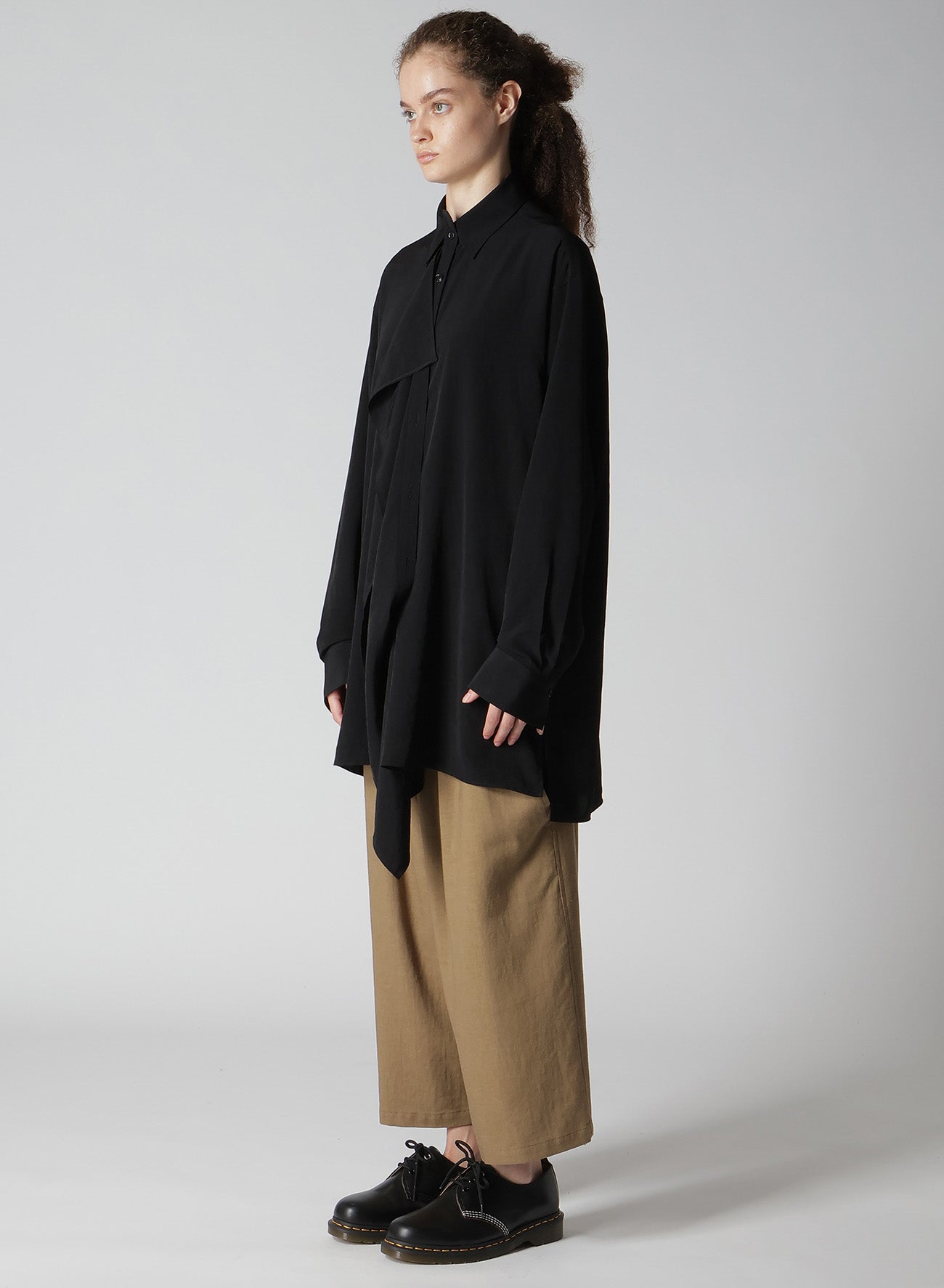 Elegant Crepe de Chine Blouse with Placket - Perfect for Office Wear & Casual Outfits