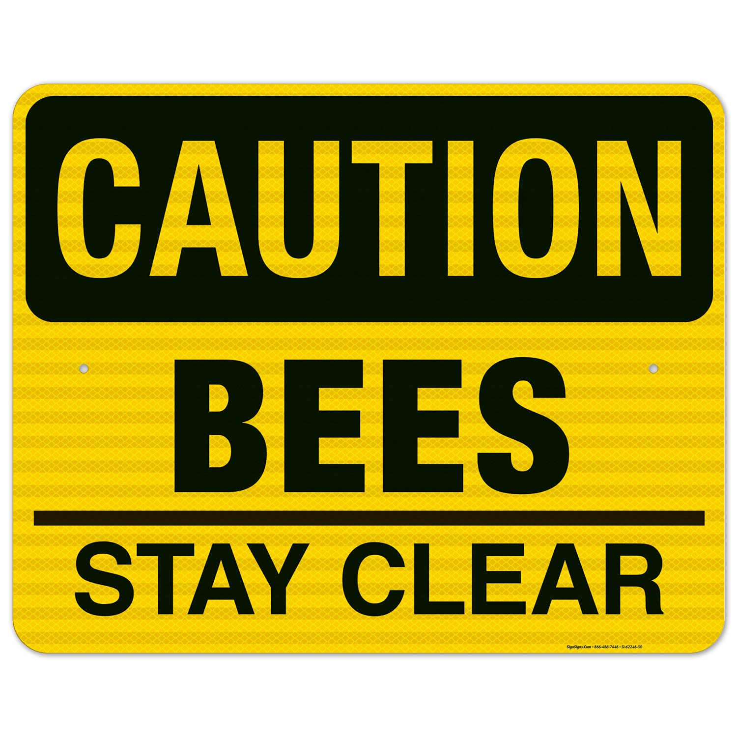 Bees Stay Clear Sign - 24x30 Inches Reflective Aluminum Warning Sign, 3M EGP .080 Thick, Fade Resistant, Made in USA - Perfect for Beekeeping Areas, Farms & Outdoor Spaces