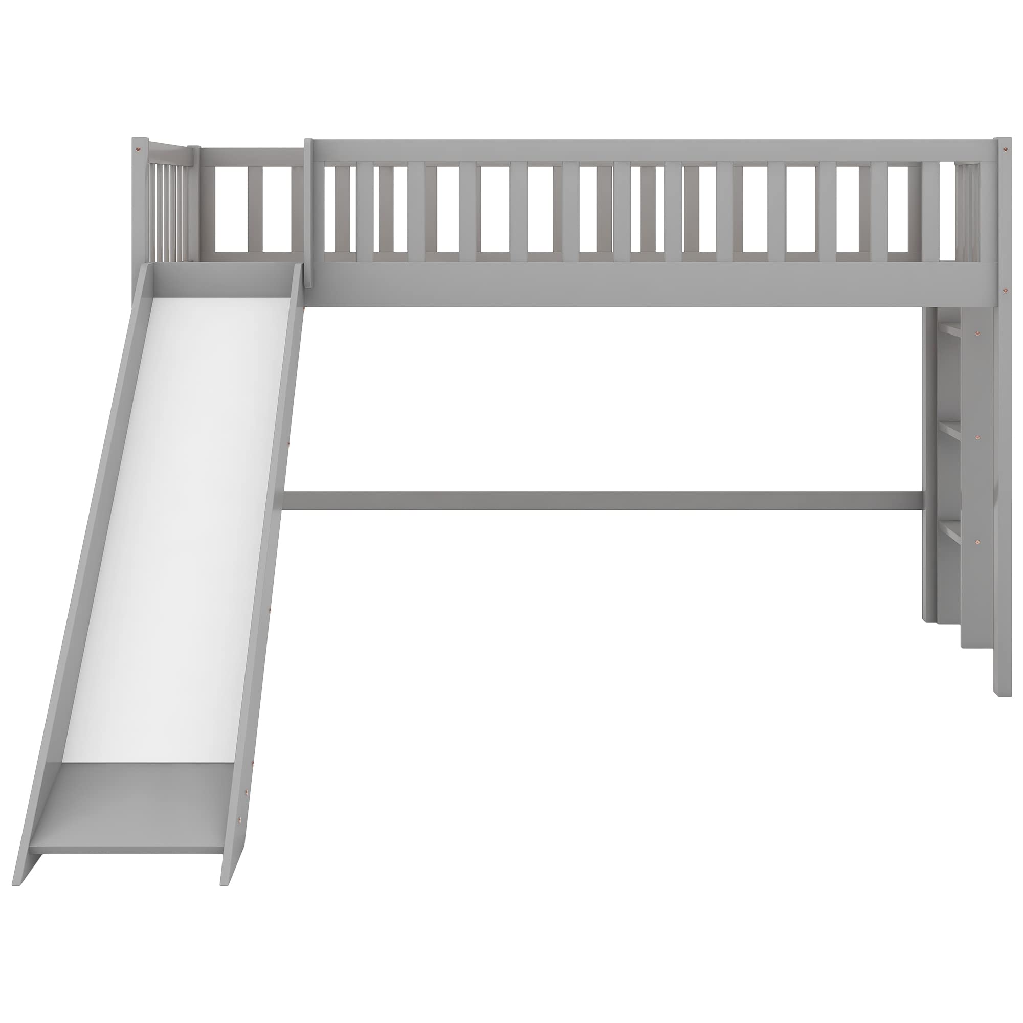 Merax Twin Loft Bed with Slide & Ladder - Solid Wood Frame for Kids' Room