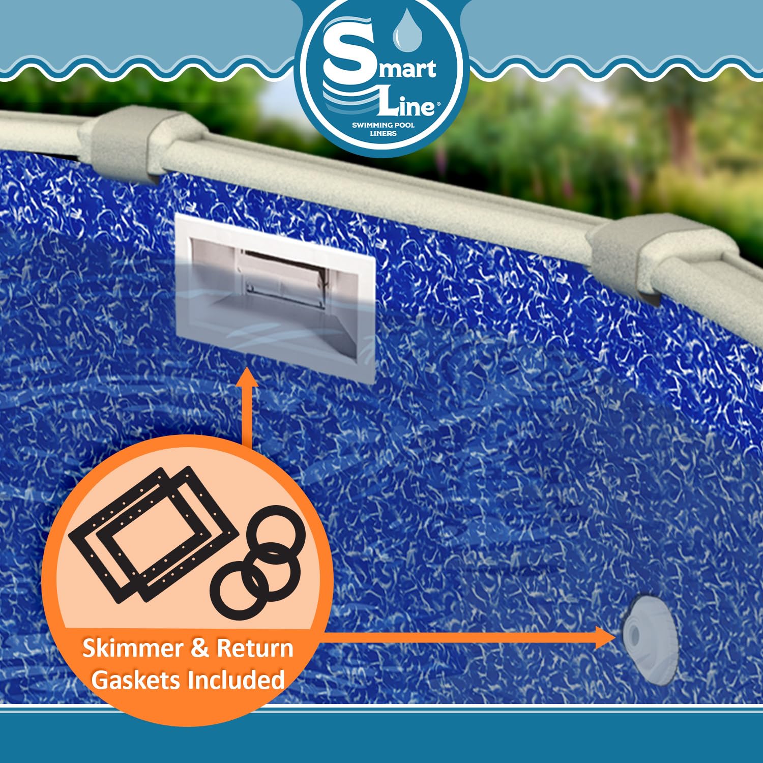Smartline 16 ft Round Swimming Pool Liner - Heavy Duty 25 Gauge Virgin Vinyl for Steel Sided Above Ground Pools | Sunlight Resistant Overlap Style with 54 Inch Wall Height | Perfect for Backyard Summer Fun, Family Gatherings & Outdoor Relaxation