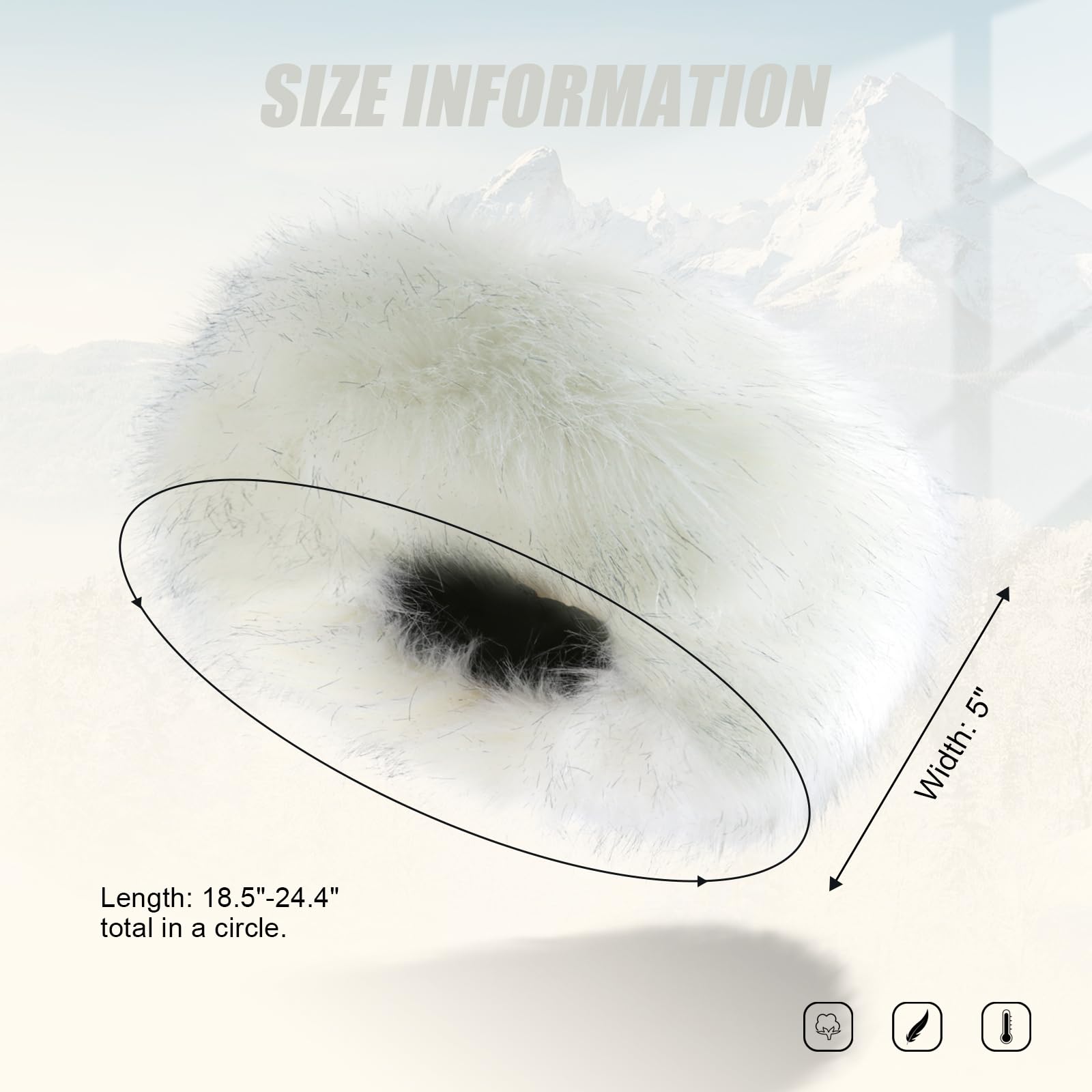 Women's Faux Fur Headband - Elastic Fuzzy Thick Winter Earmuffs & Ear Warmers for Cold Weather | Soft Headwrap for Outdoor Activities, Skiing, Running (White)