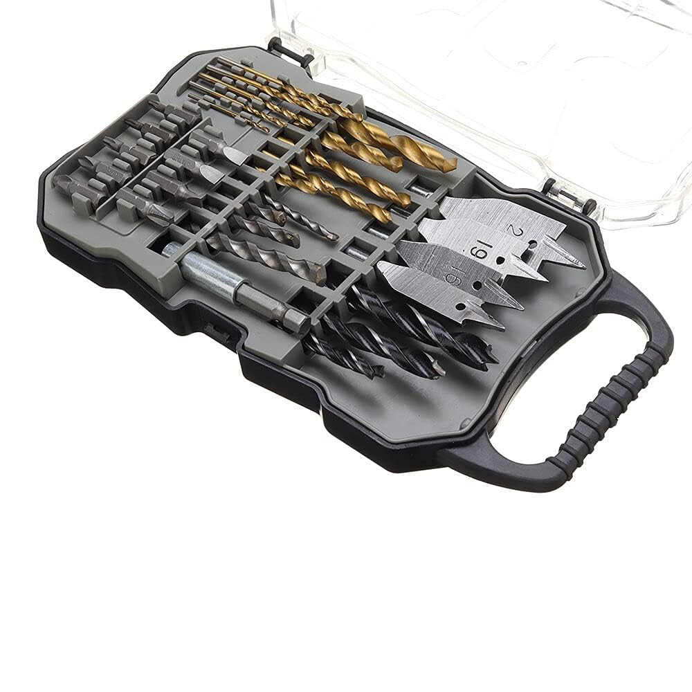 31Pcs Titanium Coated Hole Saw Cutting Set - 1/4 Inch Hex Shank with Magnetic Connecting Rod - Screwdriver Bits Kit for Wood, Metal & Plastic - Perfect for DIY Projects, Home Repairs & Construction Work