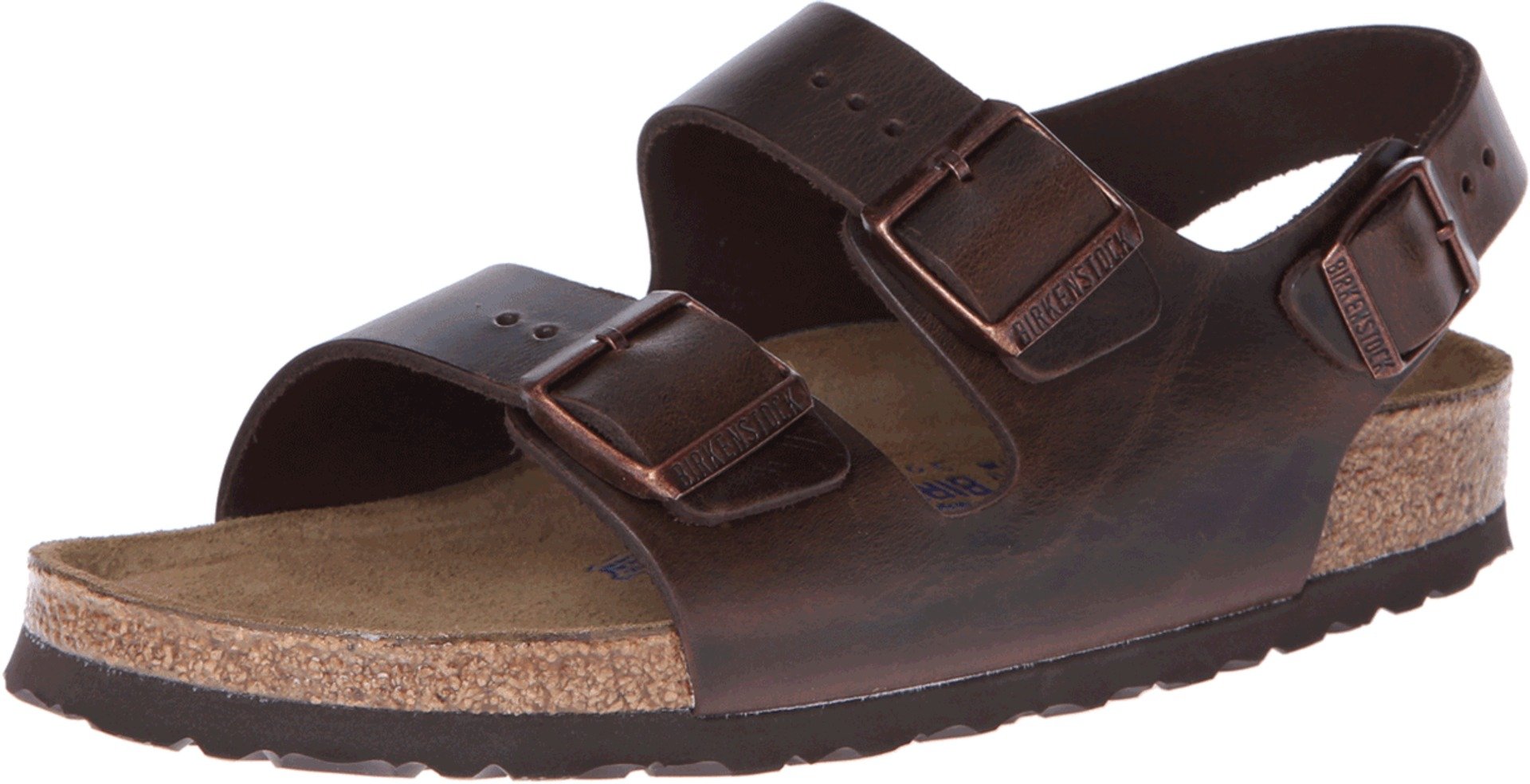 Birkenstock Men's Amalfi Leather Soft Footbed Milano Sandals - Comfortable Leather Slip-On Sandals for Men | Perfect for Summer, Beach, Travel & Casual Wear