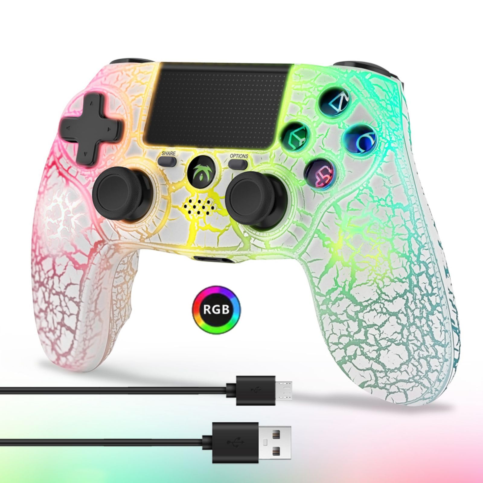 DYONDER Wireless Controller for PS4, Dual Vibration Gamepad with RGB Light, Compatible with PS4/Slim/Pro/PC - Perfect for Gaming, Streaming & Multiplayer Sessions