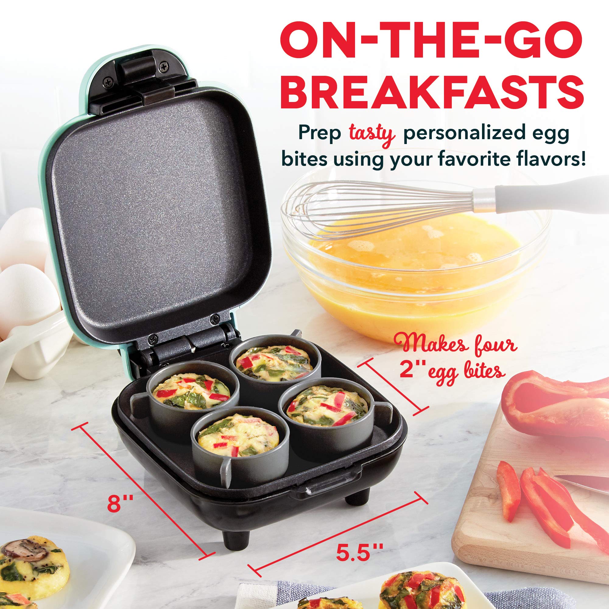 Dash DRCM200BK Mini Rice Cooker and Steamer, Black - Compact & Efficient for Perfect Rice and Steamed Meals | DBBM450GBBK08 Deluxe Sous Vide Style Egg Bite Maker (1 Large + 4 Mini) - Ideal for Breakfast, Meal Prep & Keto Diet | Perfect for Small Kitchens, Dorms & Office Use