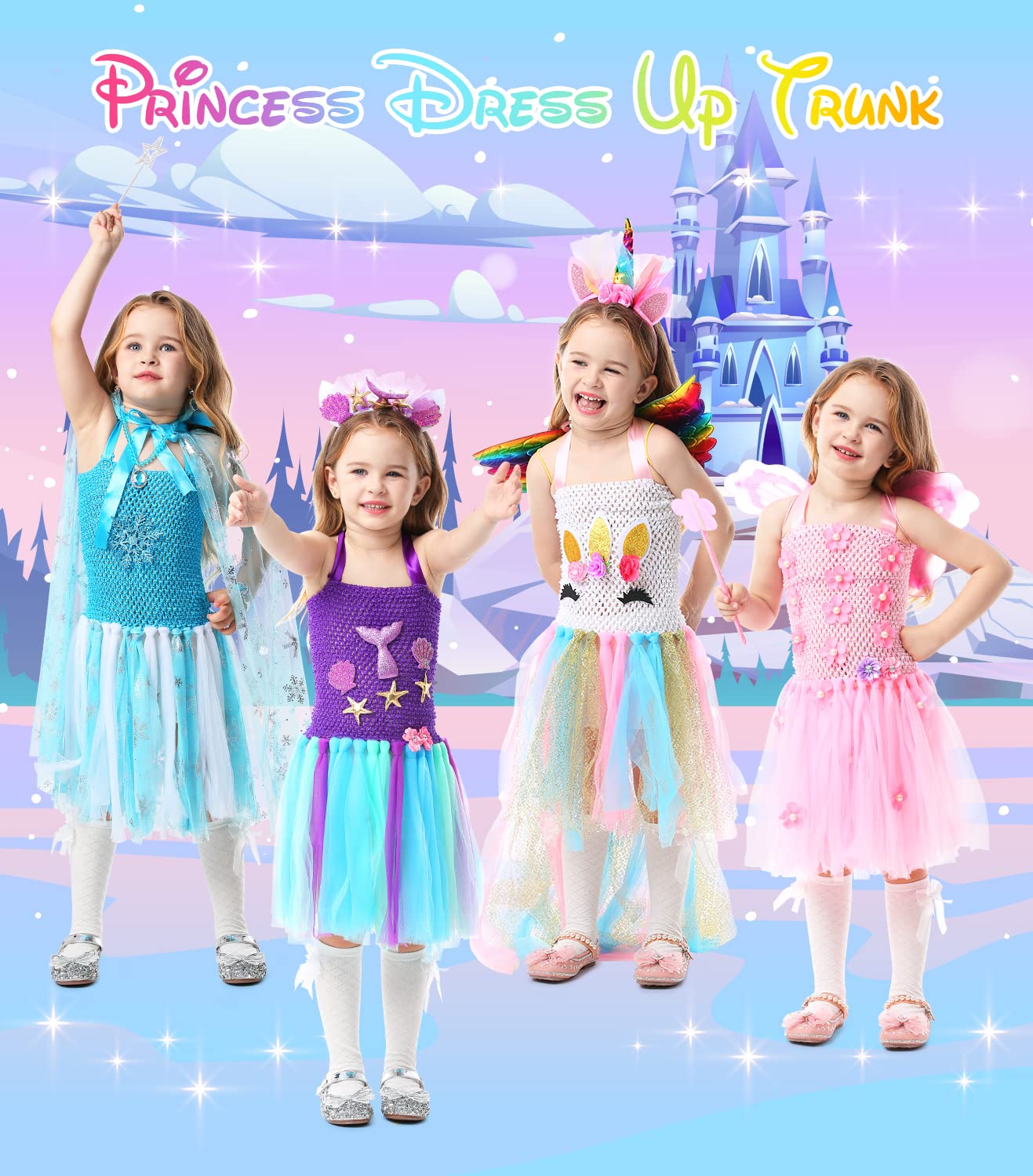 Princess Dress Up Costume Set for Girls Ages 3-6 Years | Kids Royal Party Dress with Tiara & Accessories | Perfect for Birthday Parties, Halloween & Pretend Play