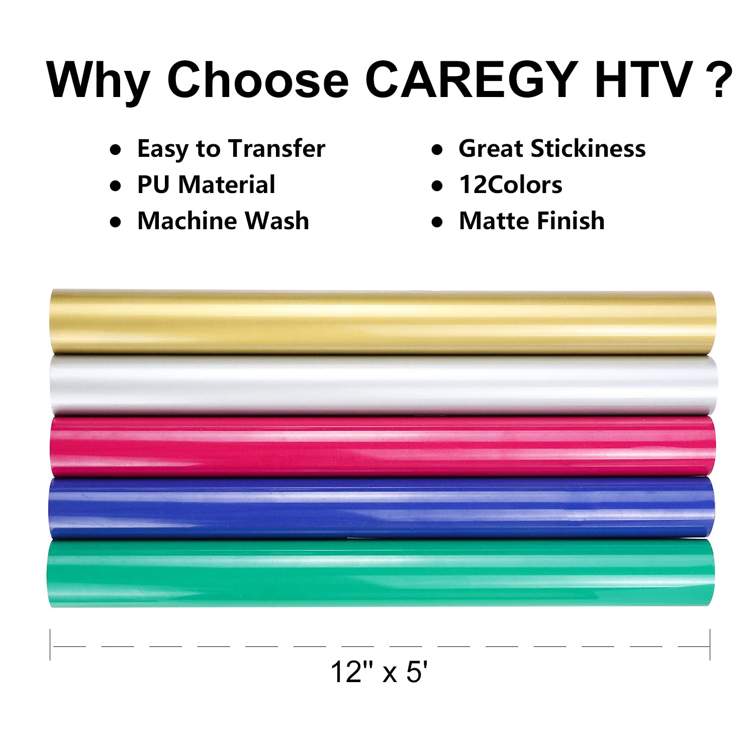 CAREGY 12 Pack Heat Transfer Vinyl Bundle - 12